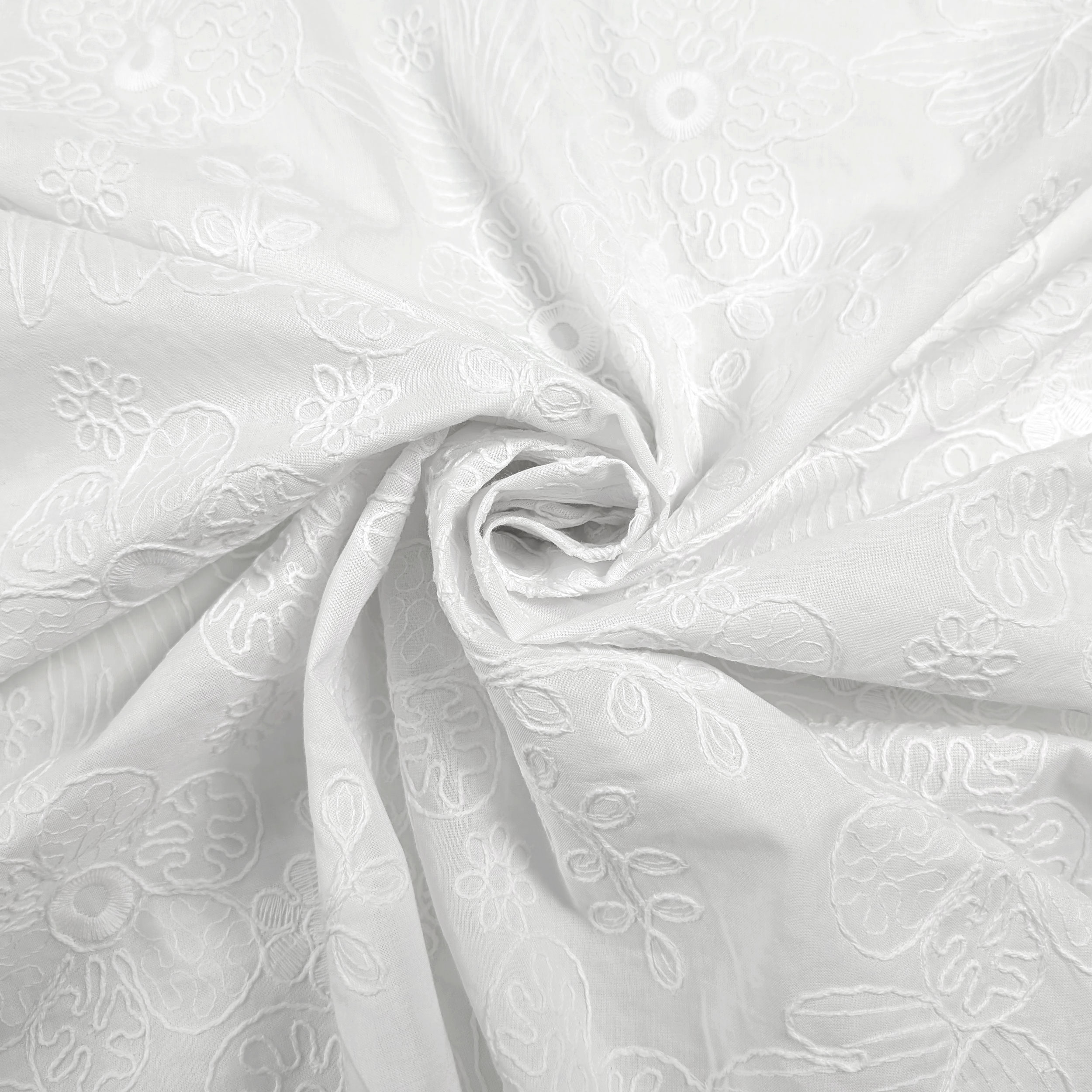 Sangallo di Cotone Bianco Doppio Smerlo Fiori Image