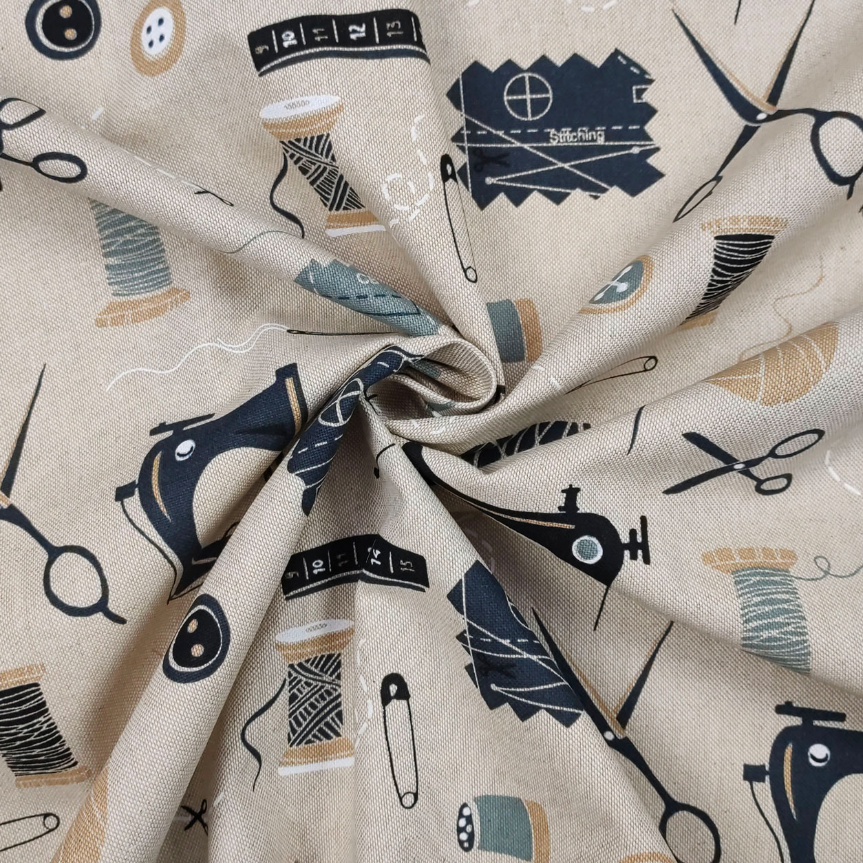 Tessuto Misto Cotone Accessori Sartoria Grigio Image