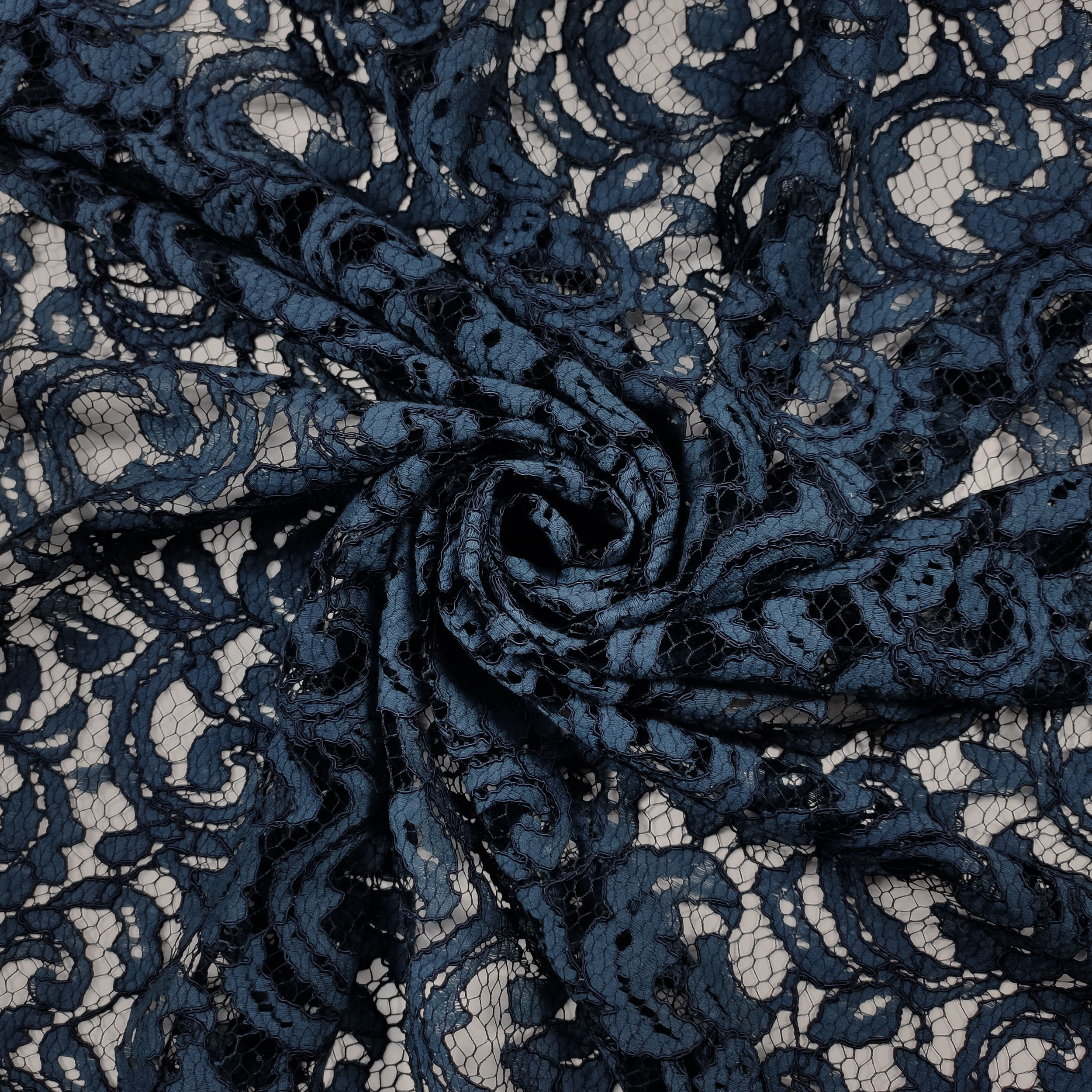 Tessuto Pizzo Misto Cotone Blu