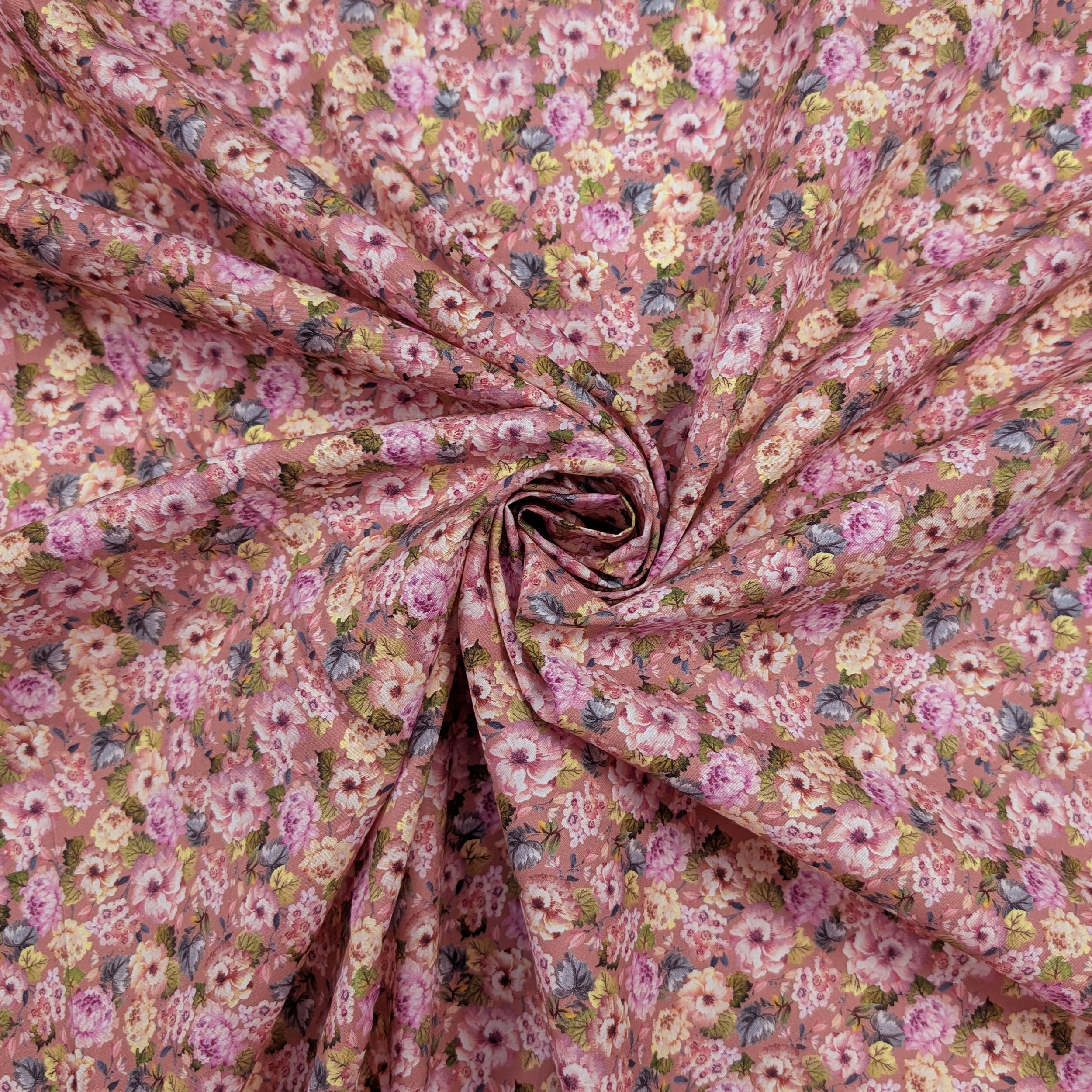 Popeline Cotone Bouquet Romantico Rosa Image