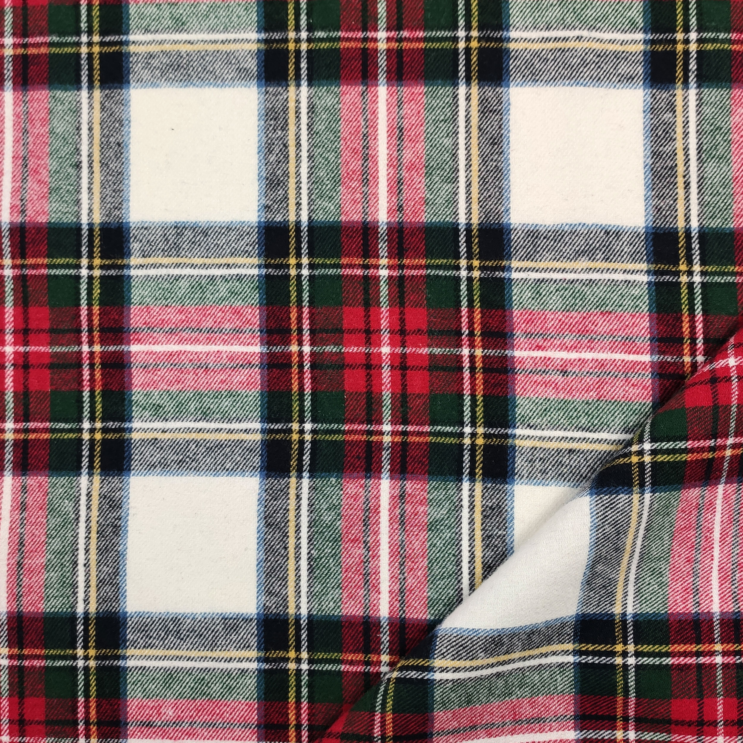 Tessuto Flanella Tartan Rosso Bianco Verde