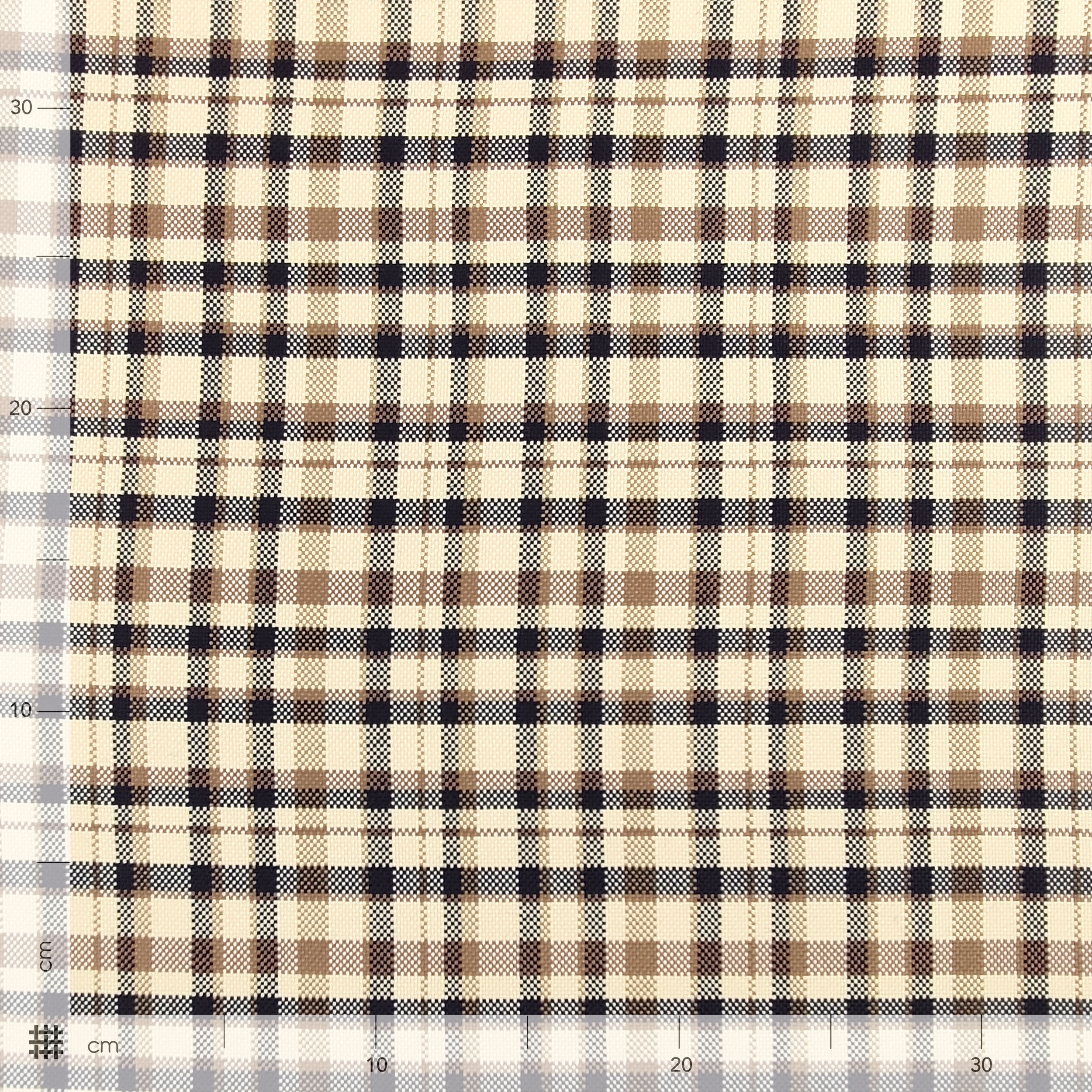 Tessuto Abbigliamento Panna Quadretti Blu e Beige
