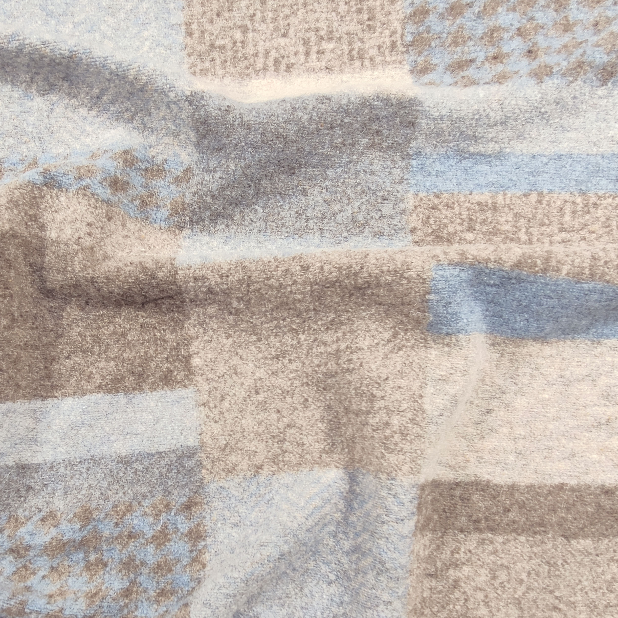 Maglia Pesante Elastica Quadri Beige e Azzurro