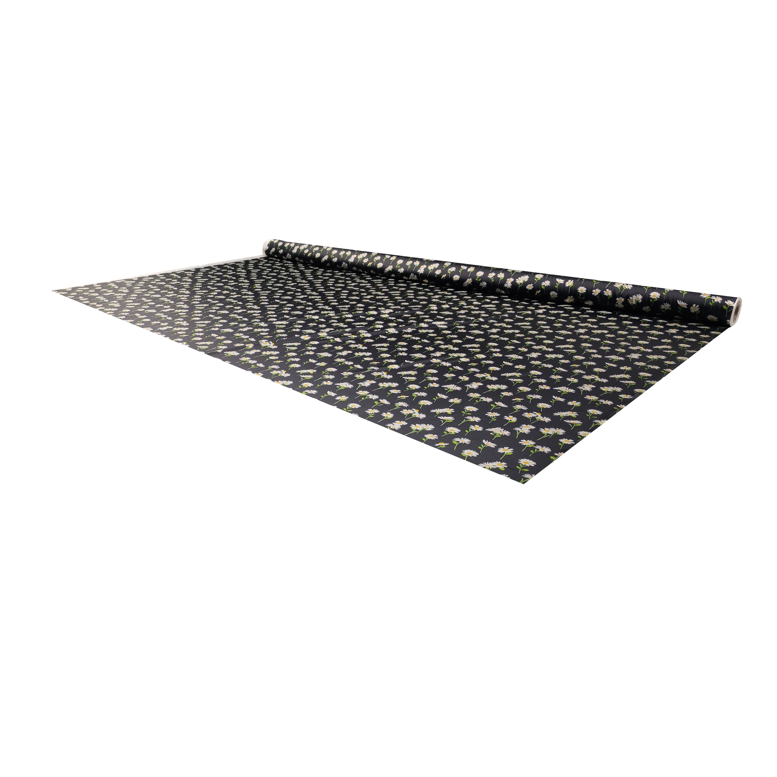 Rasetto Elasticizzato Setato Moda Nero Margherite