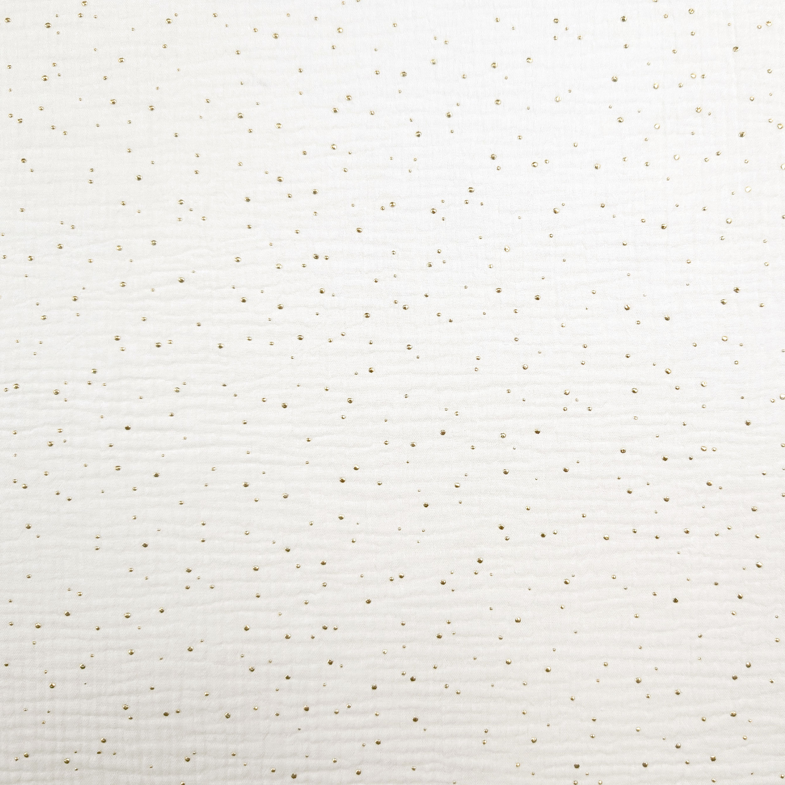 Mussola Cotone Bianco Latte con Pois Oro Image