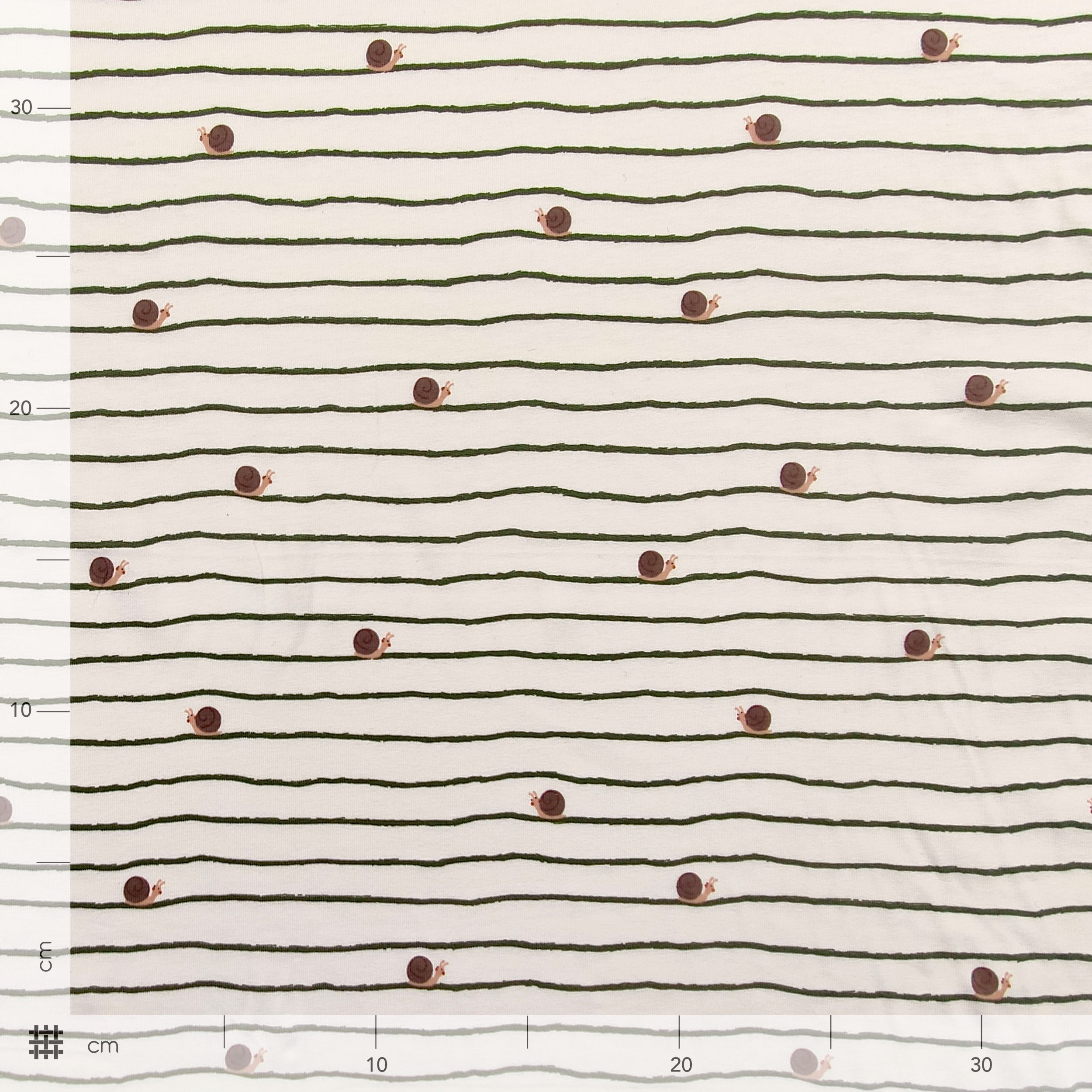 Jersey Cotone Fantasia Lumache e Righe Verdi