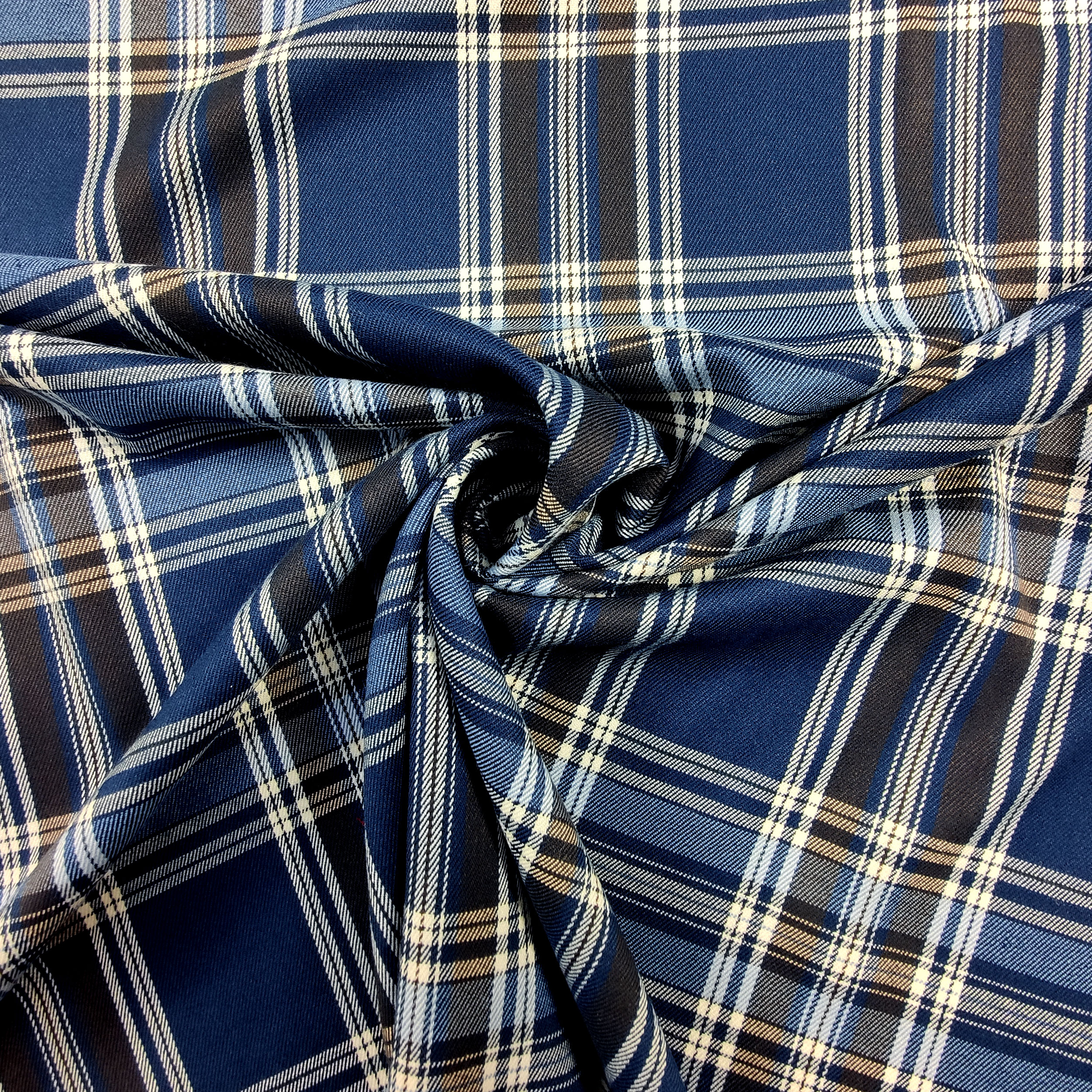 Tessuto Tartan Quadri Toni Celeste Image