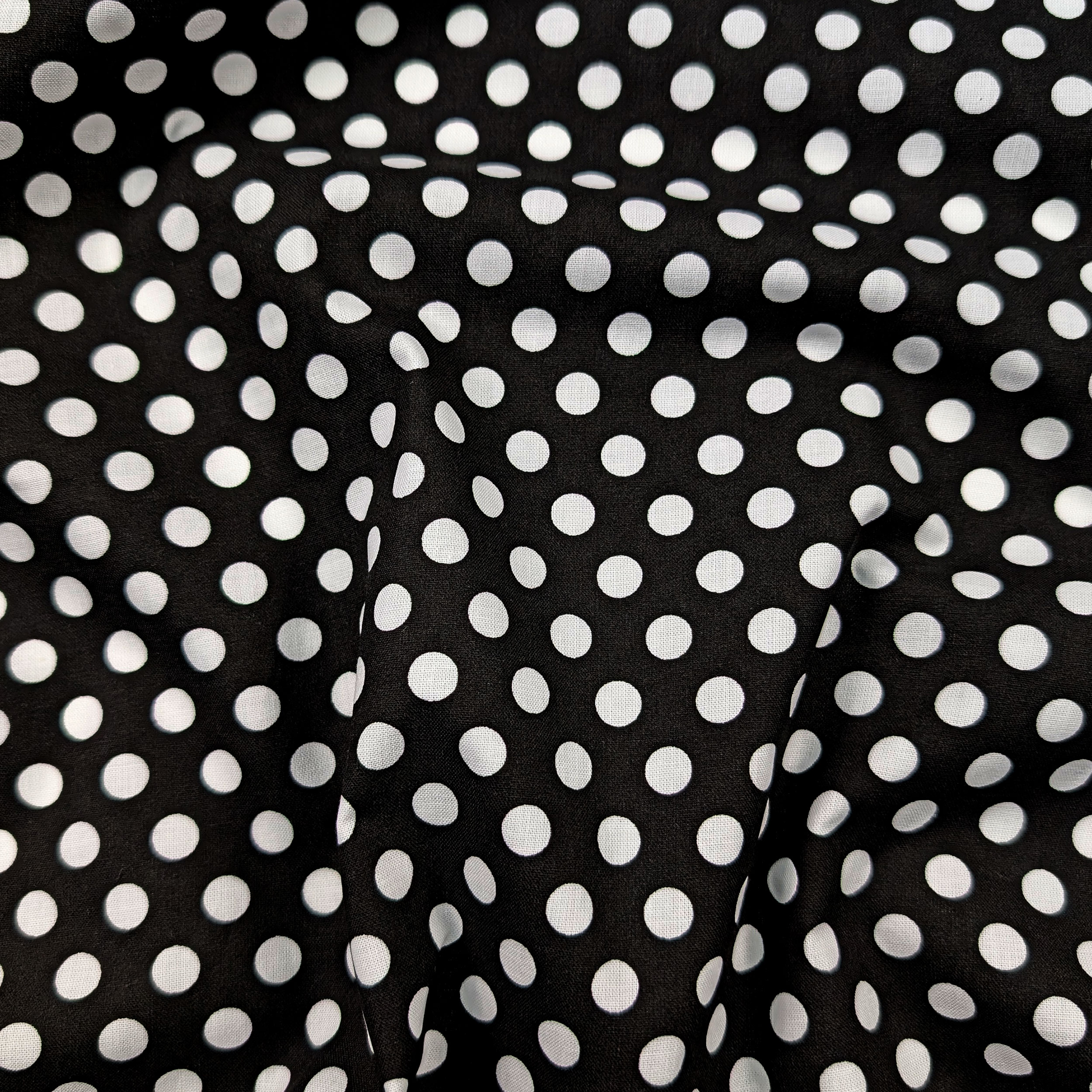 Tessuto Cotone Nero Pois Grandi Image