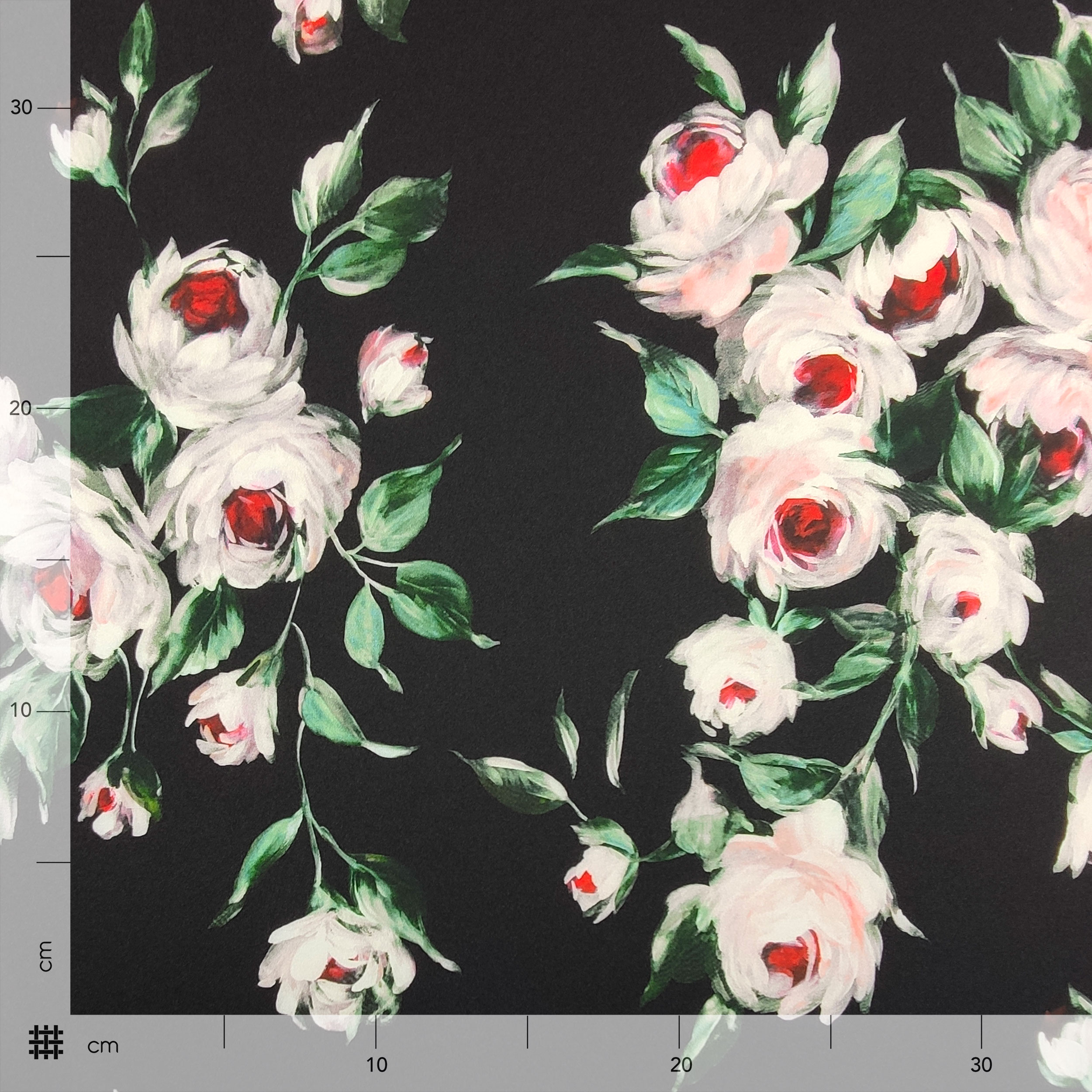 Raso Setato Alta Moda Rose Sfondo Nero