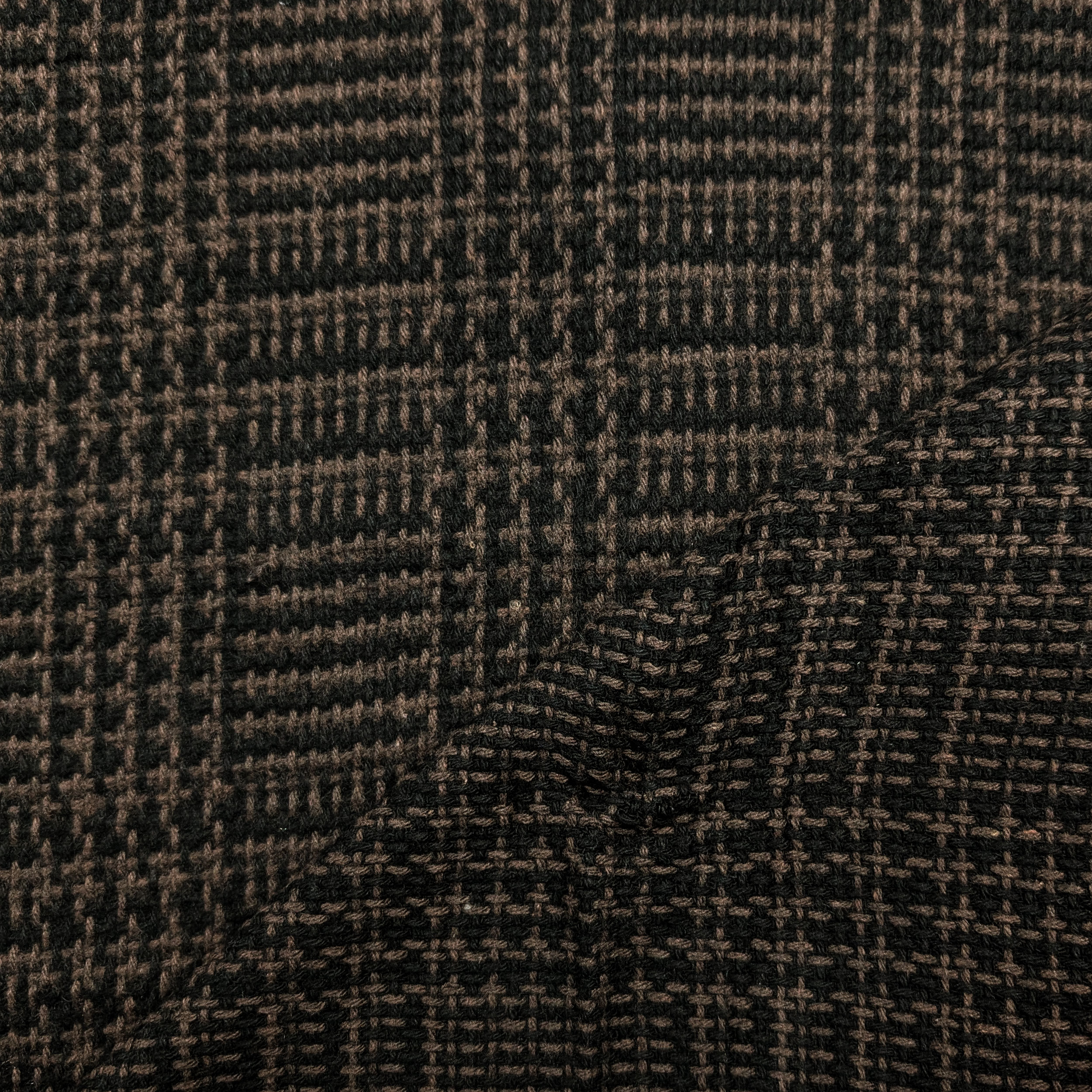 Tweed Puro Cotone Nero Intrecci Marroni Image