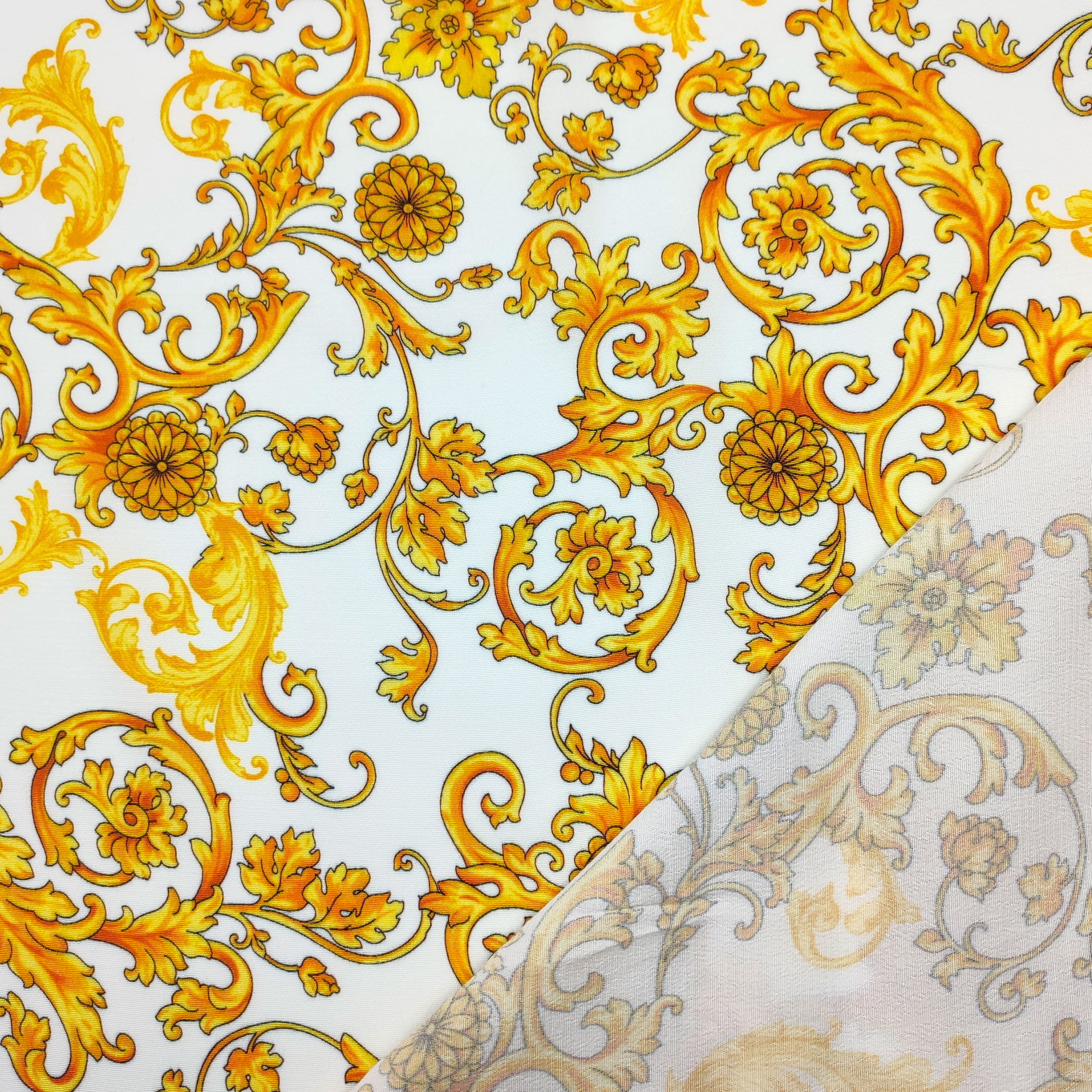 tessuto viscosa online con fantasia arabesc alta moda oro
