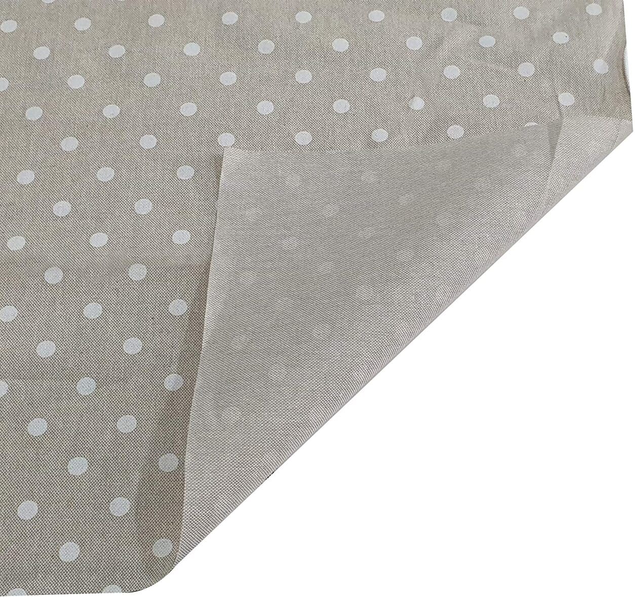 Ritaglio Tela Cerata Puro Cotone Resinato Antimacchia Beige Pois 60x180 cm Image
