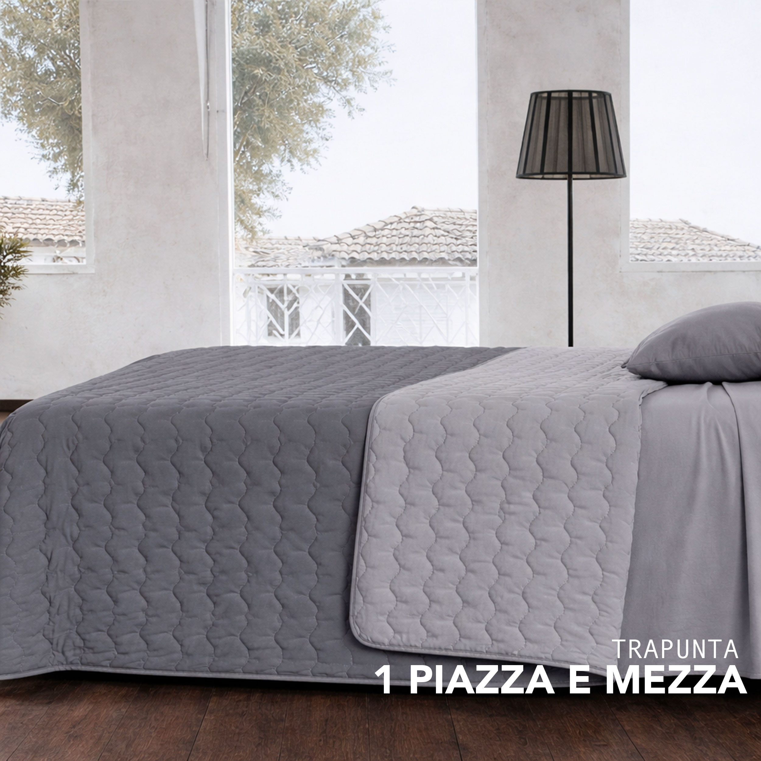 Trapuntato Piazza e Mezza Leggero Bicolore Grigio Image