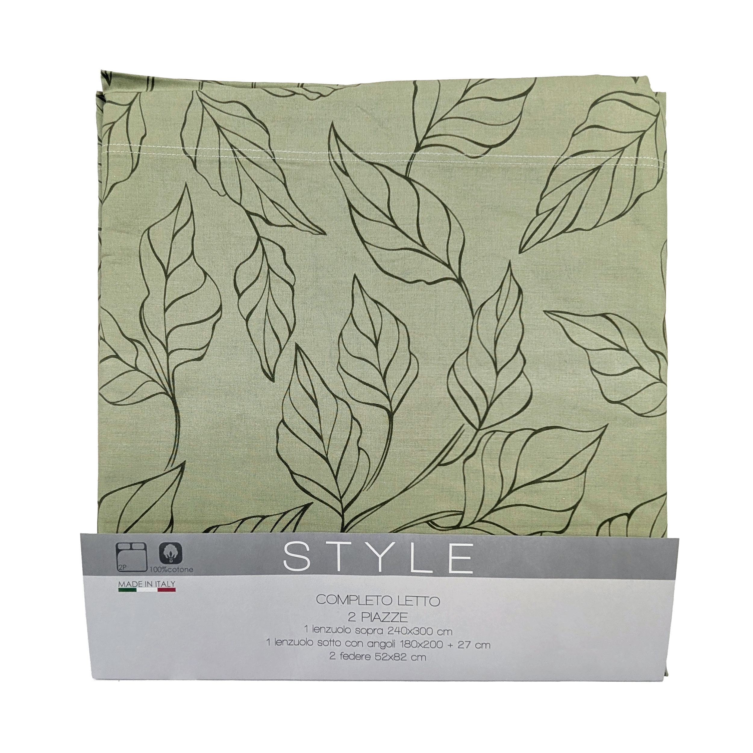 Completo Letto Matrimoniale Style Foglie Verdi Image