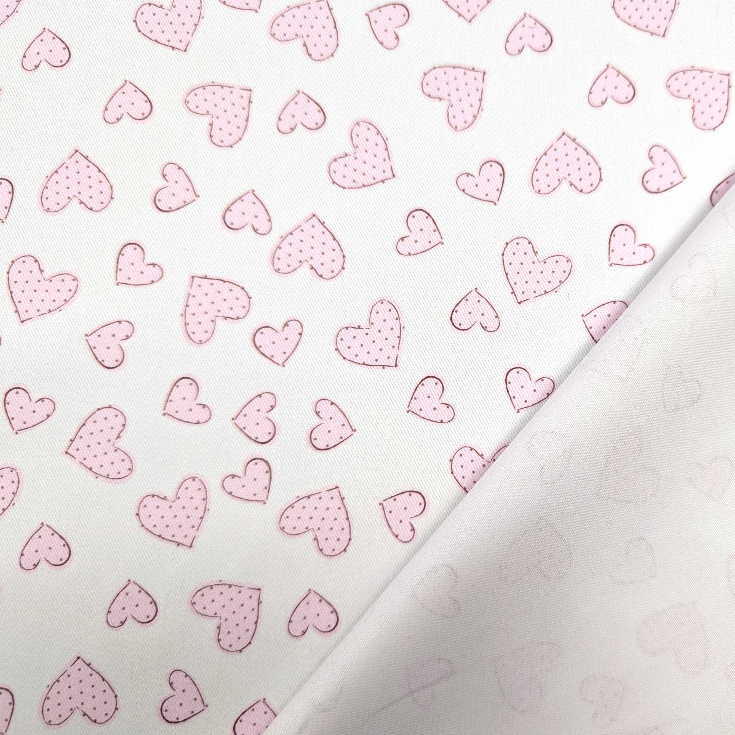 Gabardine Cotone Cuori Rosa Image