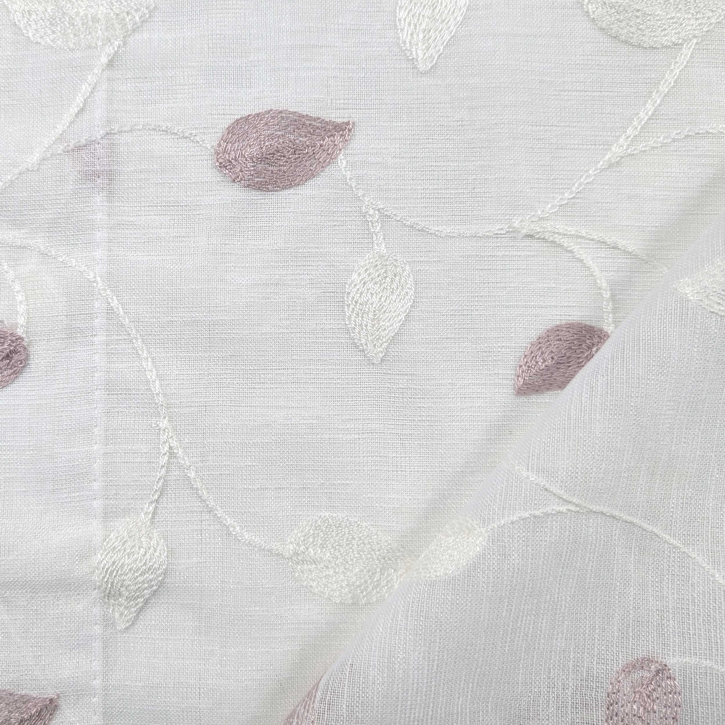Tessuto Tendino Foglie Ricamate - Rosa Image