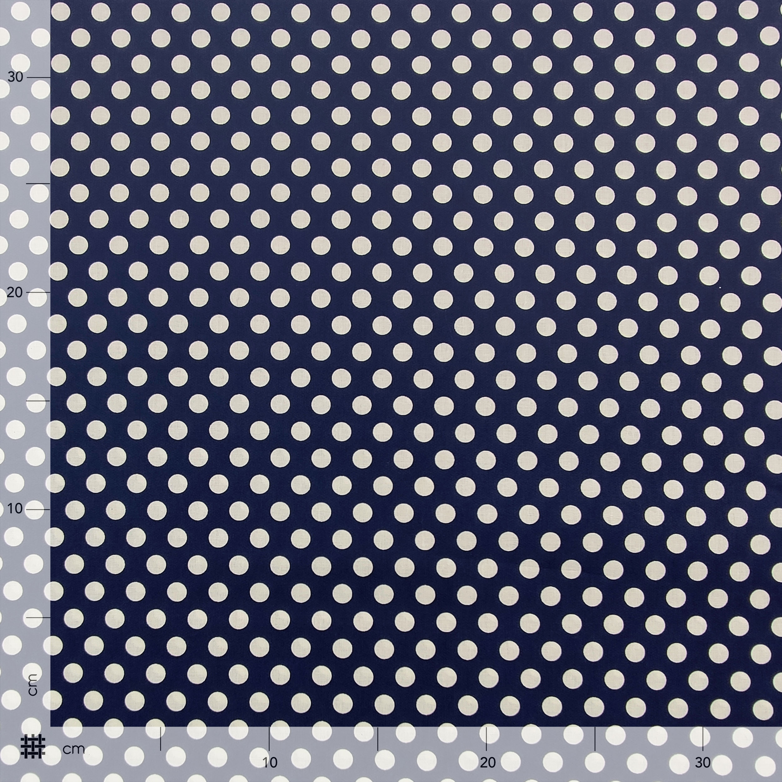 Tessuto Cotone Blu Notte con Pois Grandi Image