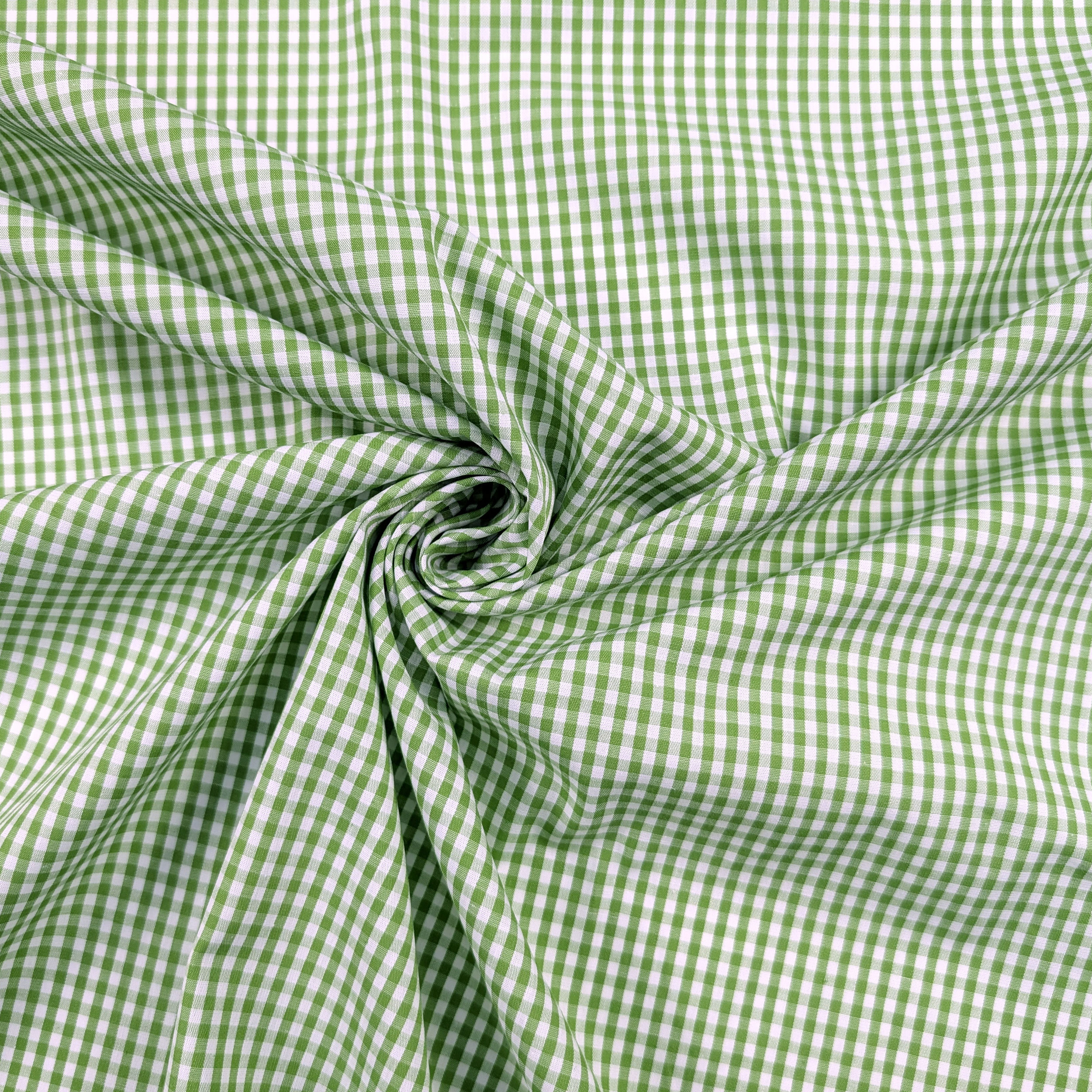 Cotone per Camiceria Quadrettini Verde Chiaro Image