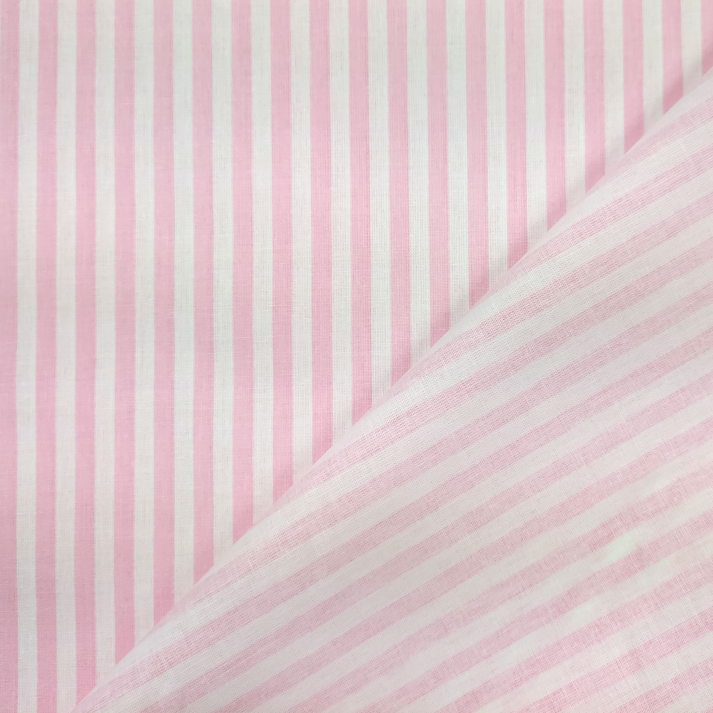 tessuto in cotone righe rosa chiaro