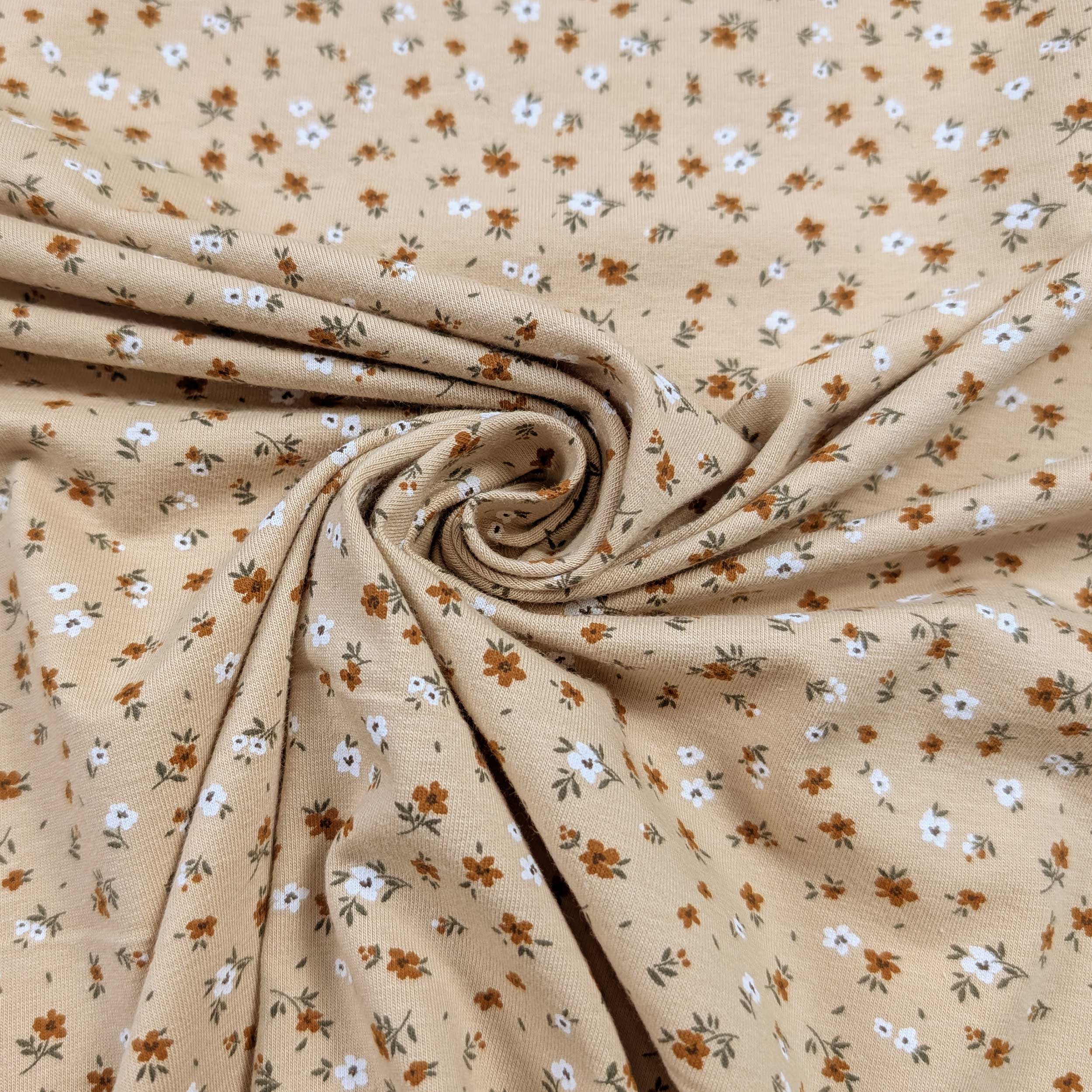 Jersey Cotone Beige Fantasia Fiorellini Image