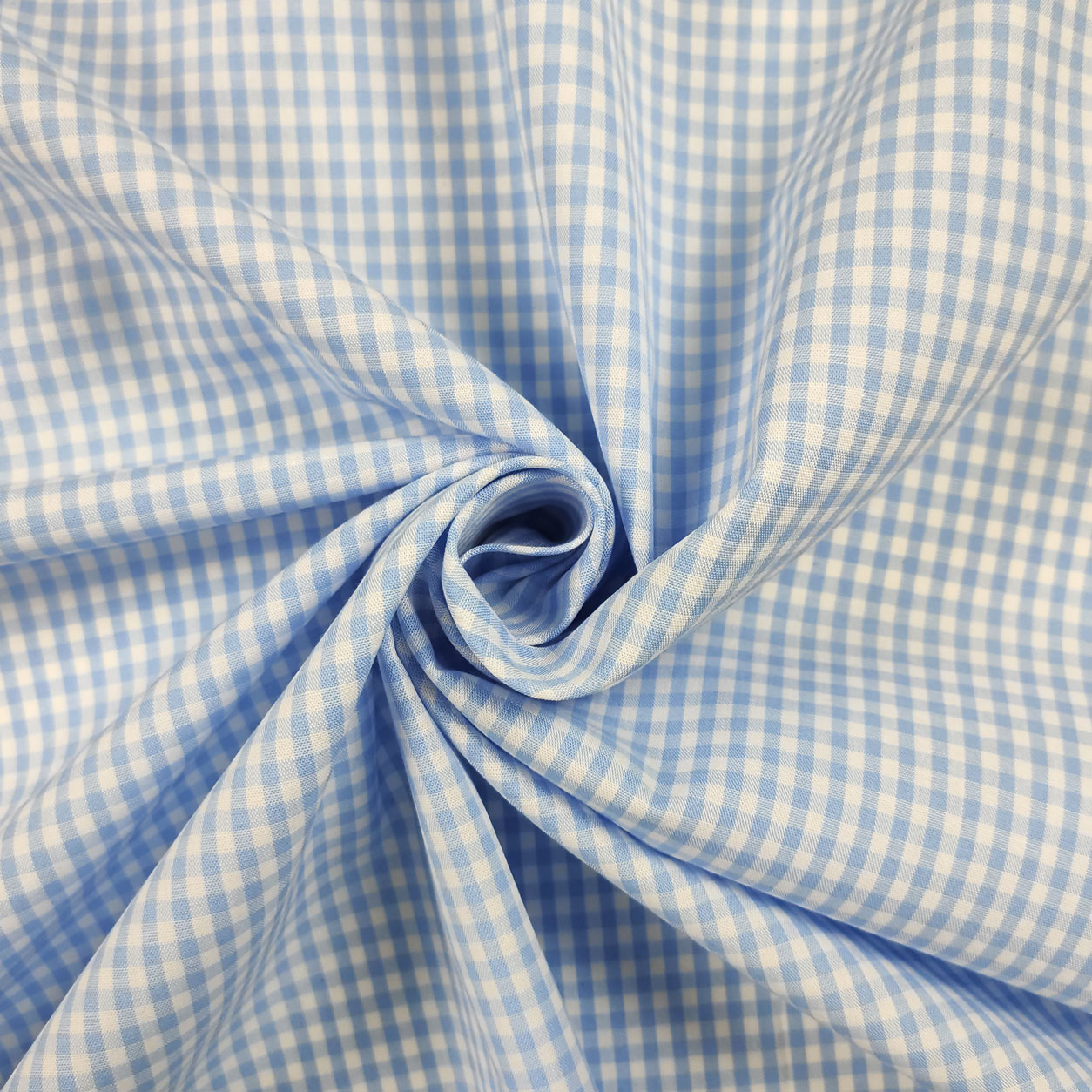 Cotone abbigliamento quadretti medi tinto in filo azzurro