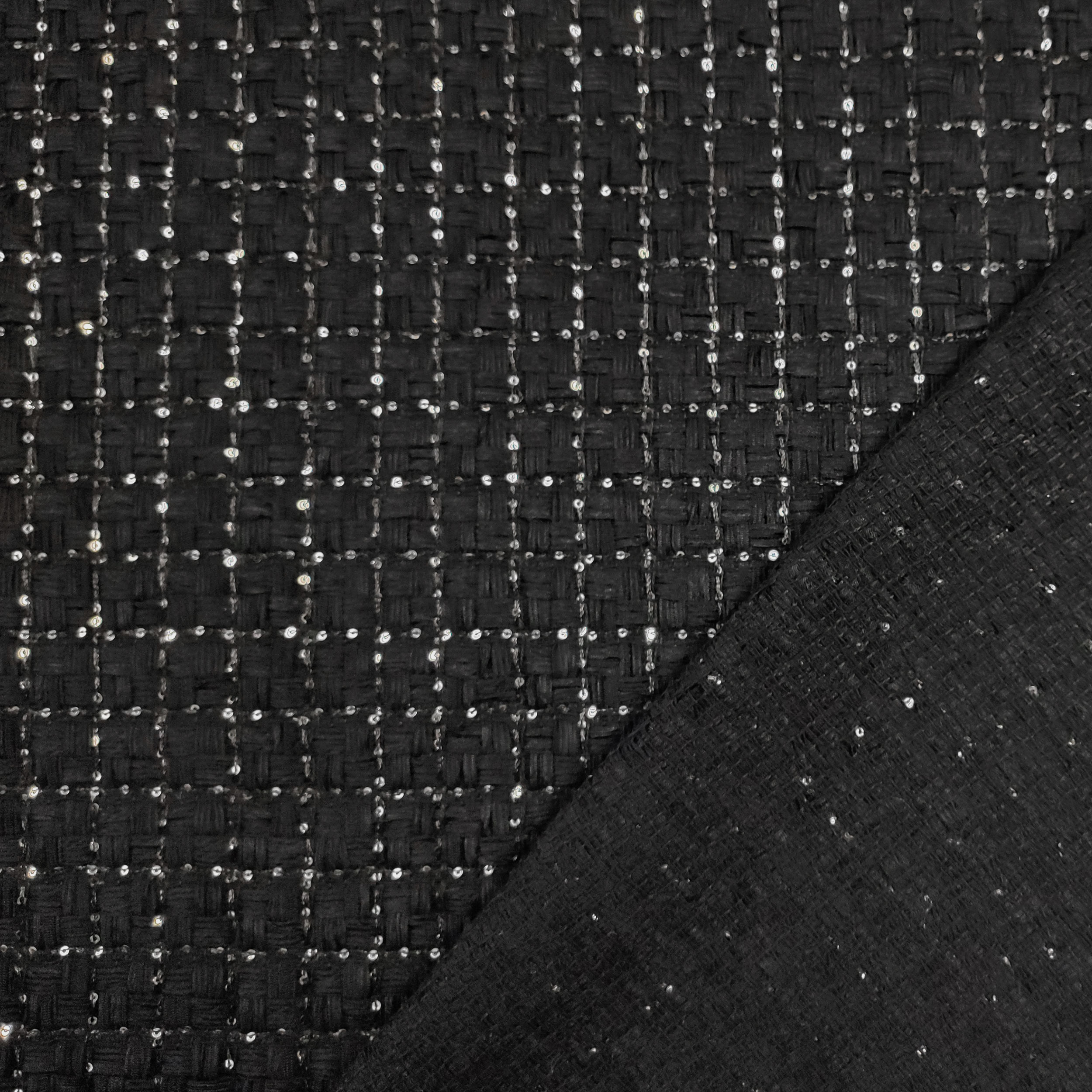 Jacquard Moda Nero con Micro Paillettes