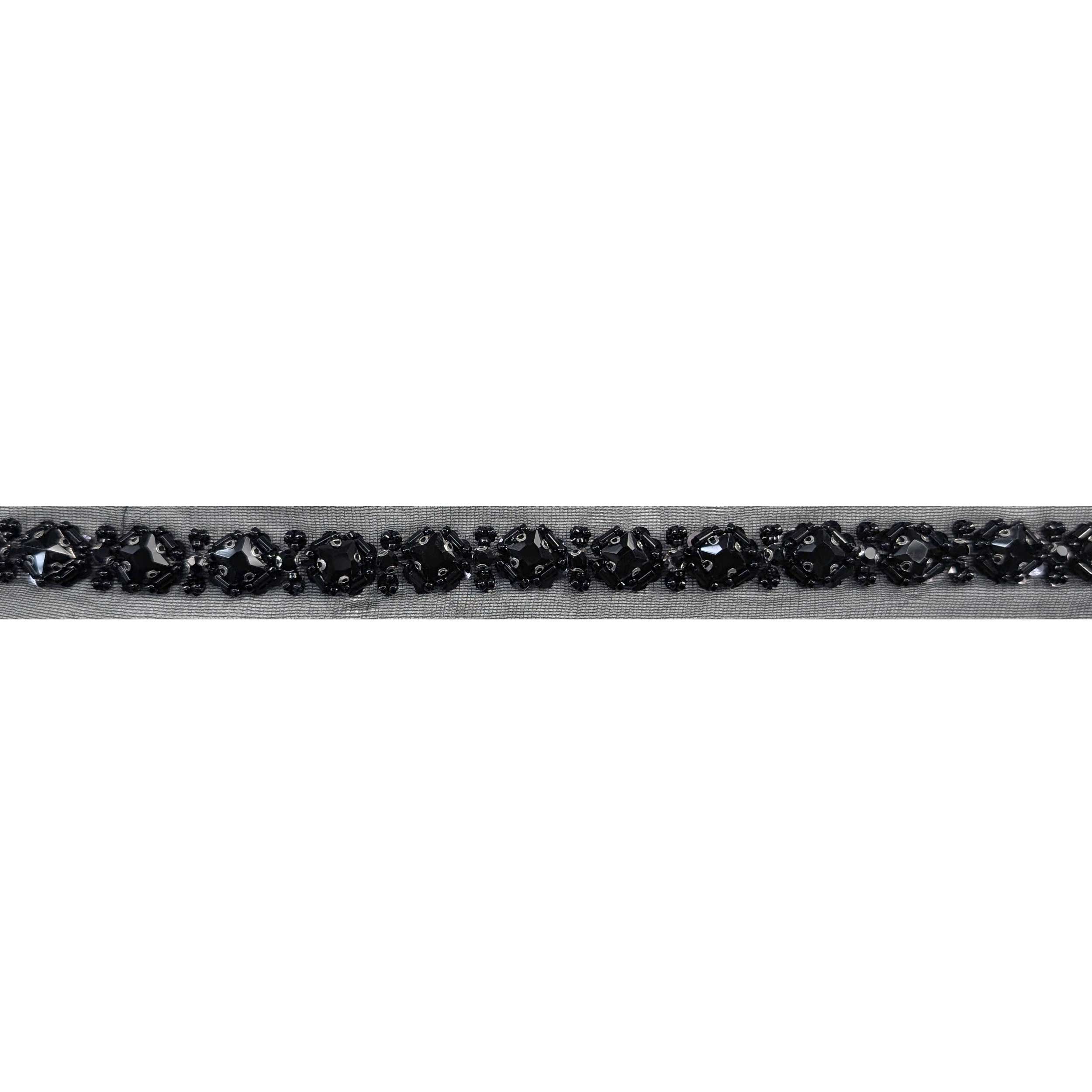 Passamaneria Tulle Nero e Pietre Preziose Nere Image