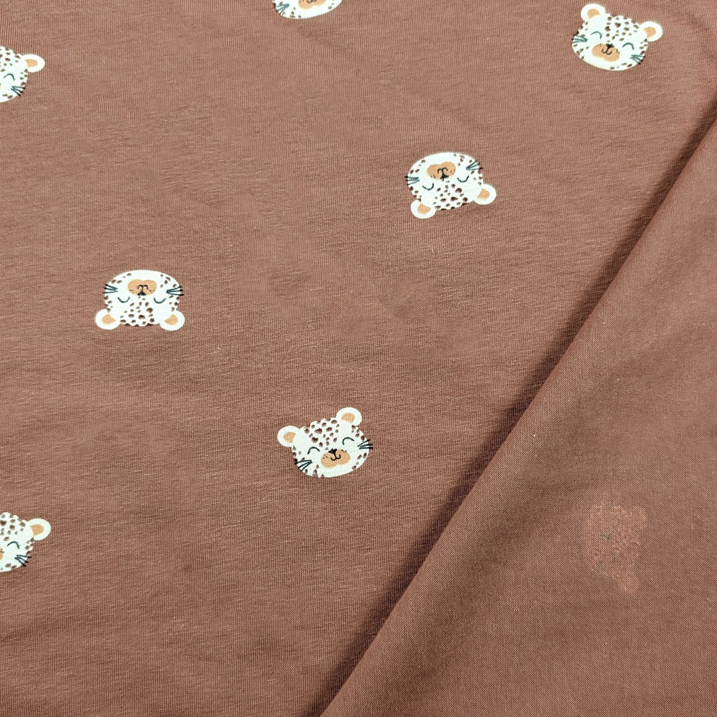 Jersey Cotone Sfondo Cammello con Tigrotti Image