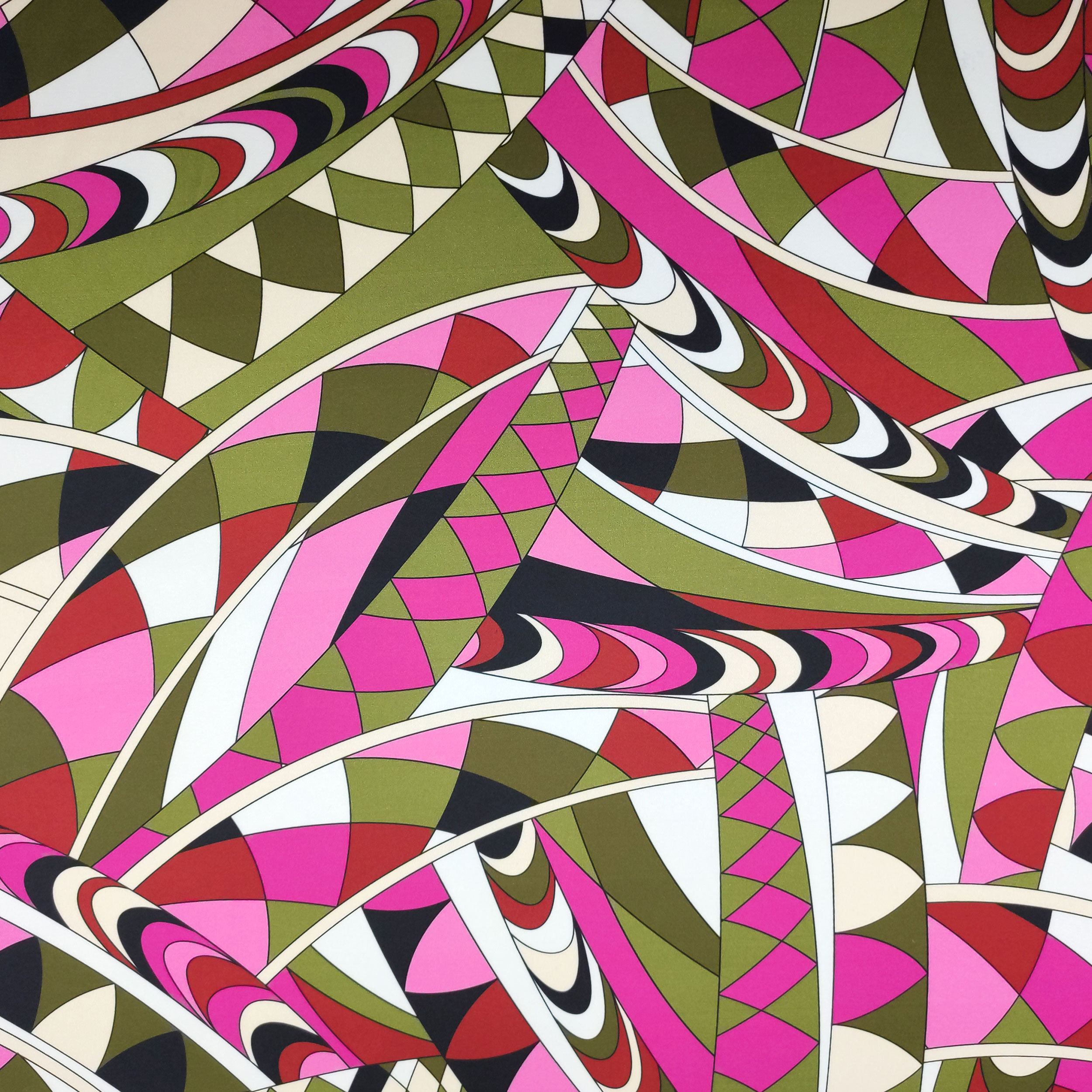 Rasetto Elasticizzato Setato Moda Fantasia Astratta Fuxia