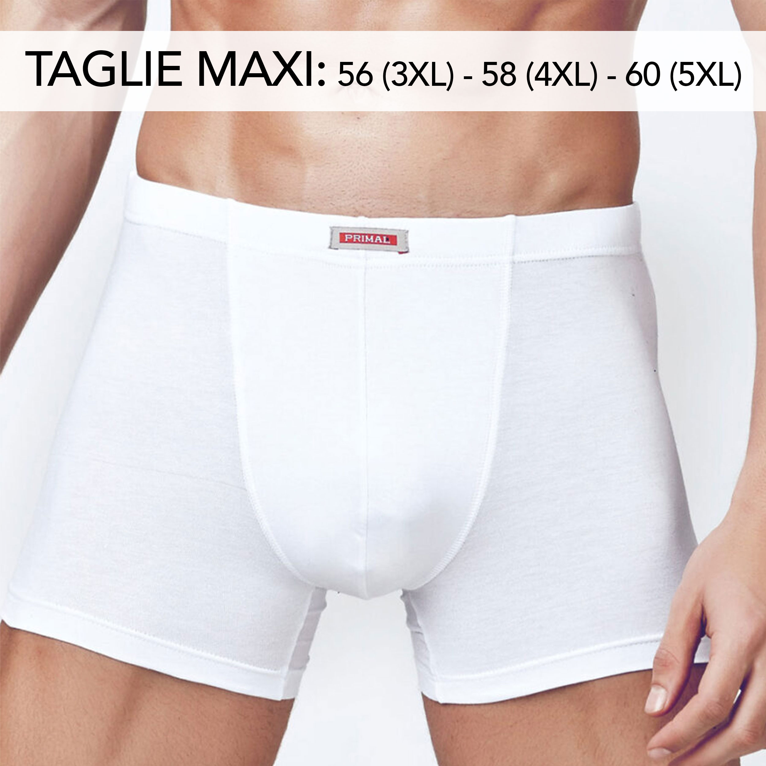 Boxer Uomo Cotone Primal Maxi Comfort Bianco Image