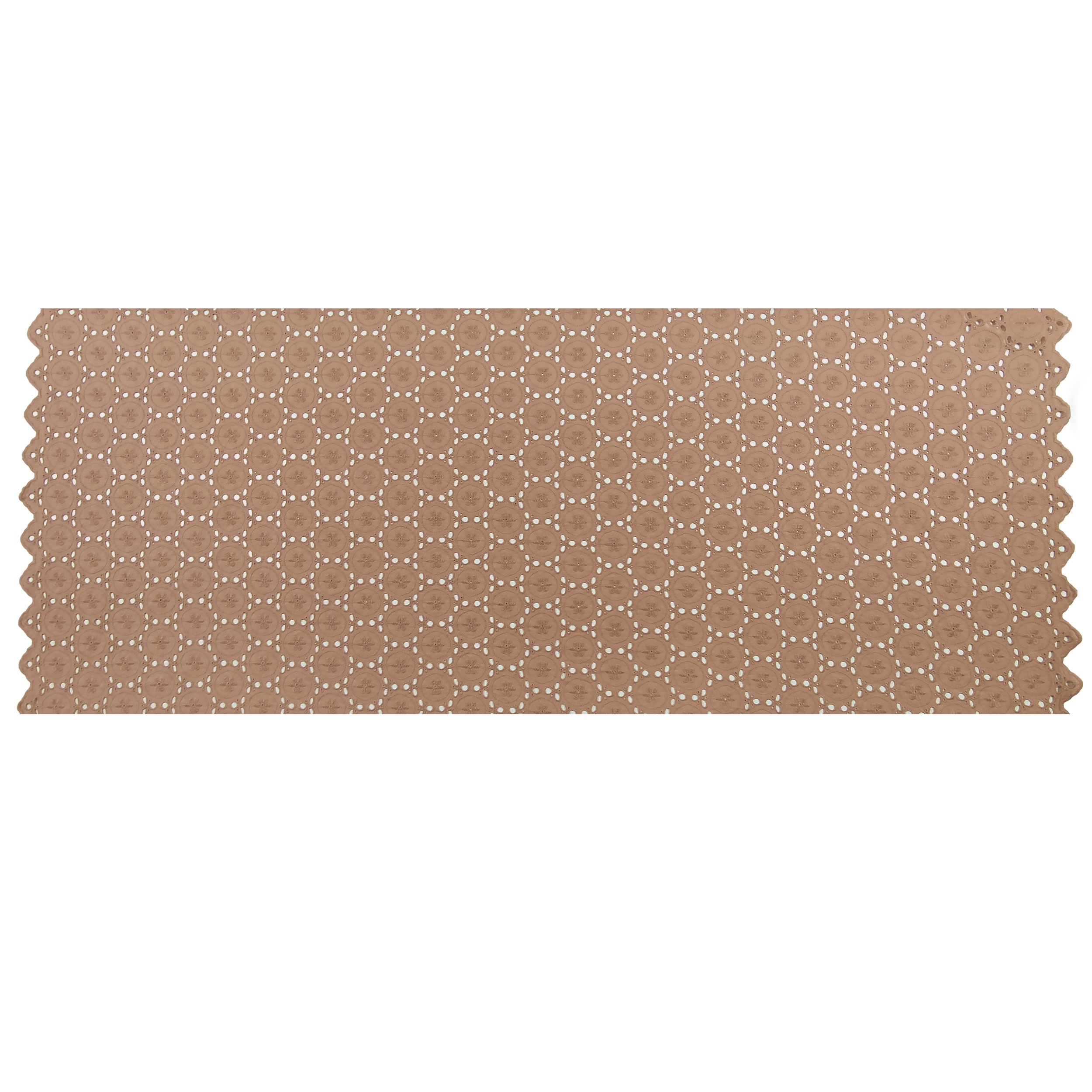 Tessuto Sangallo Beige Doppio Bordo Ricamato