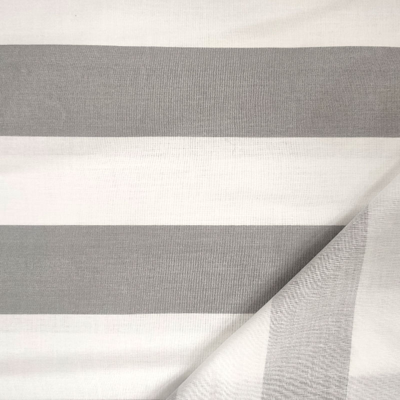 Tessuto cotone leggero righe larghe grigie