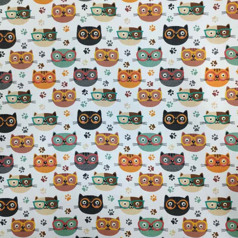 Rasatello di Cotone Fantasia Gatti Nerd