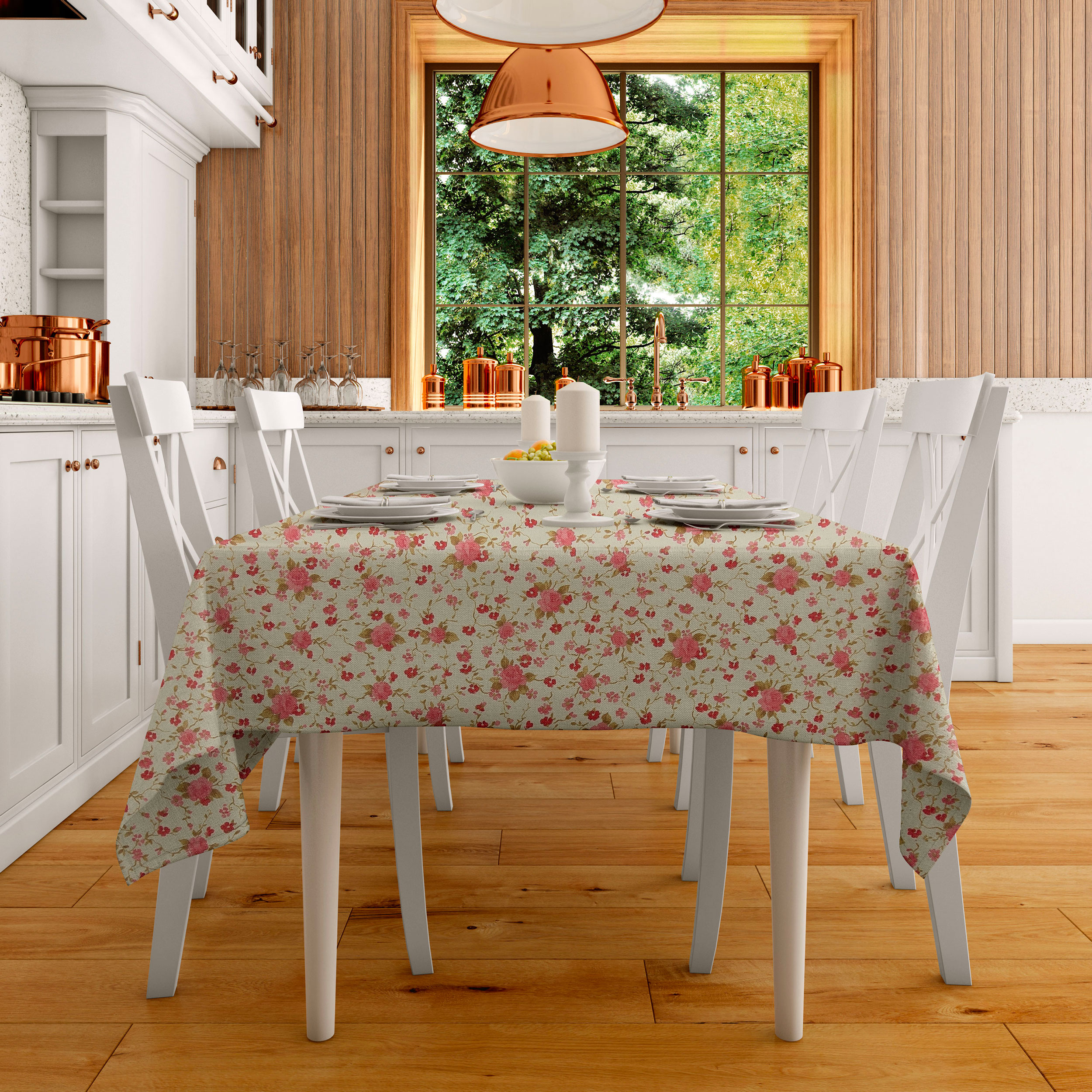 Tovaglia Rettangolare In Cotone Plastificato Fantasia PAPAVERI ROSSI E FIORI 100% Idrorepellente. ..MADE IN ITALY