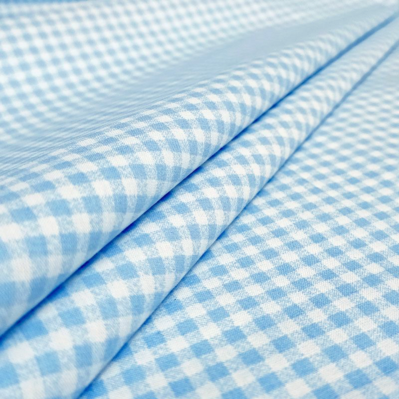 Tessuto Cotone Quadretti Celesti Image