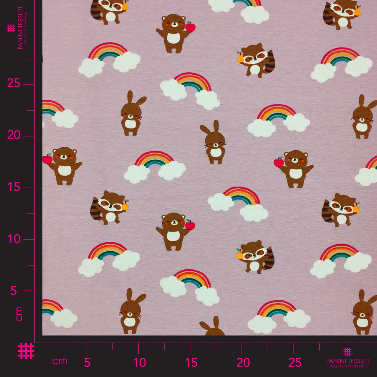 jersey fantasia orsetti e arcobaleni sfondo rosa