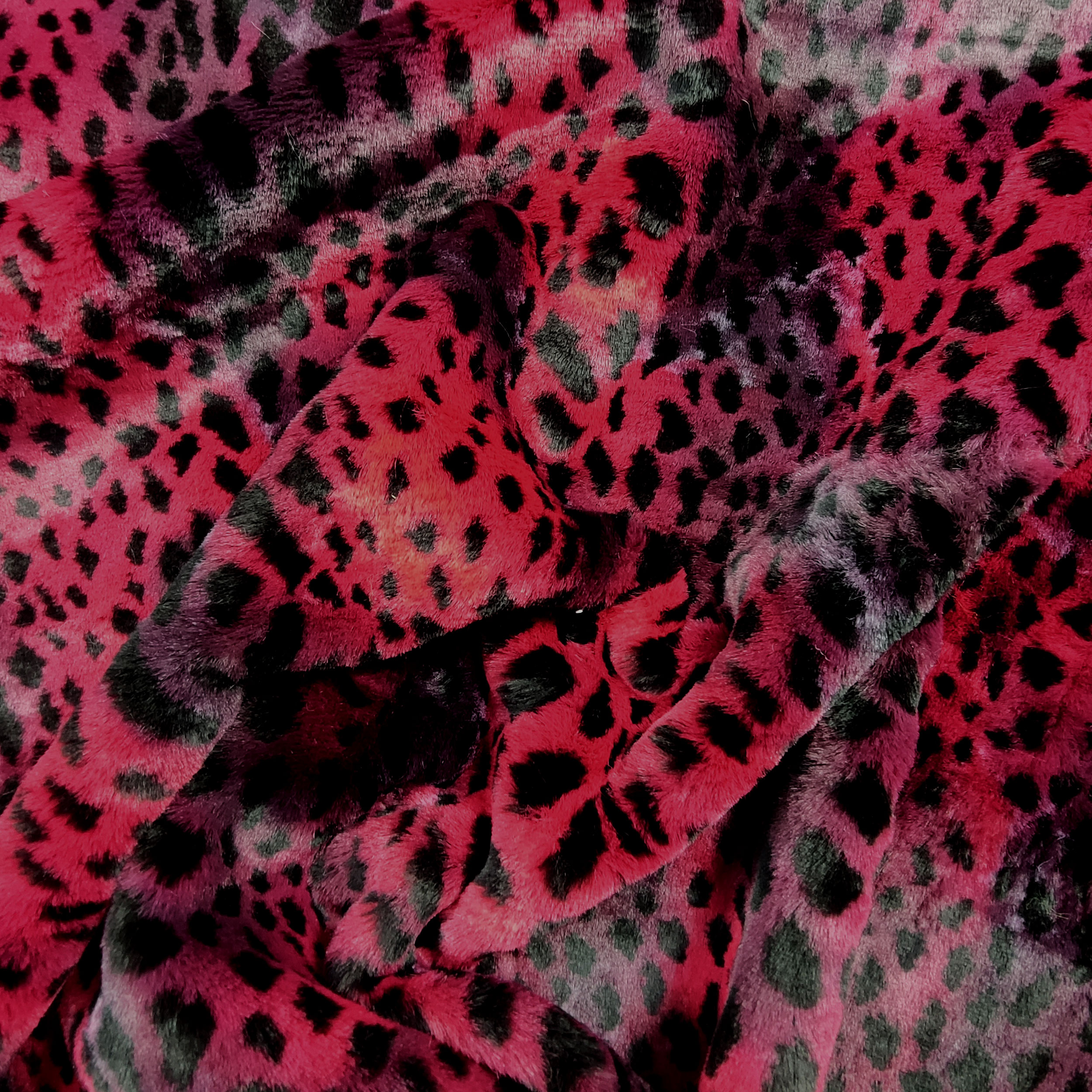 Pelliccia Sintetica Fantasia Leopardata Bordeaux