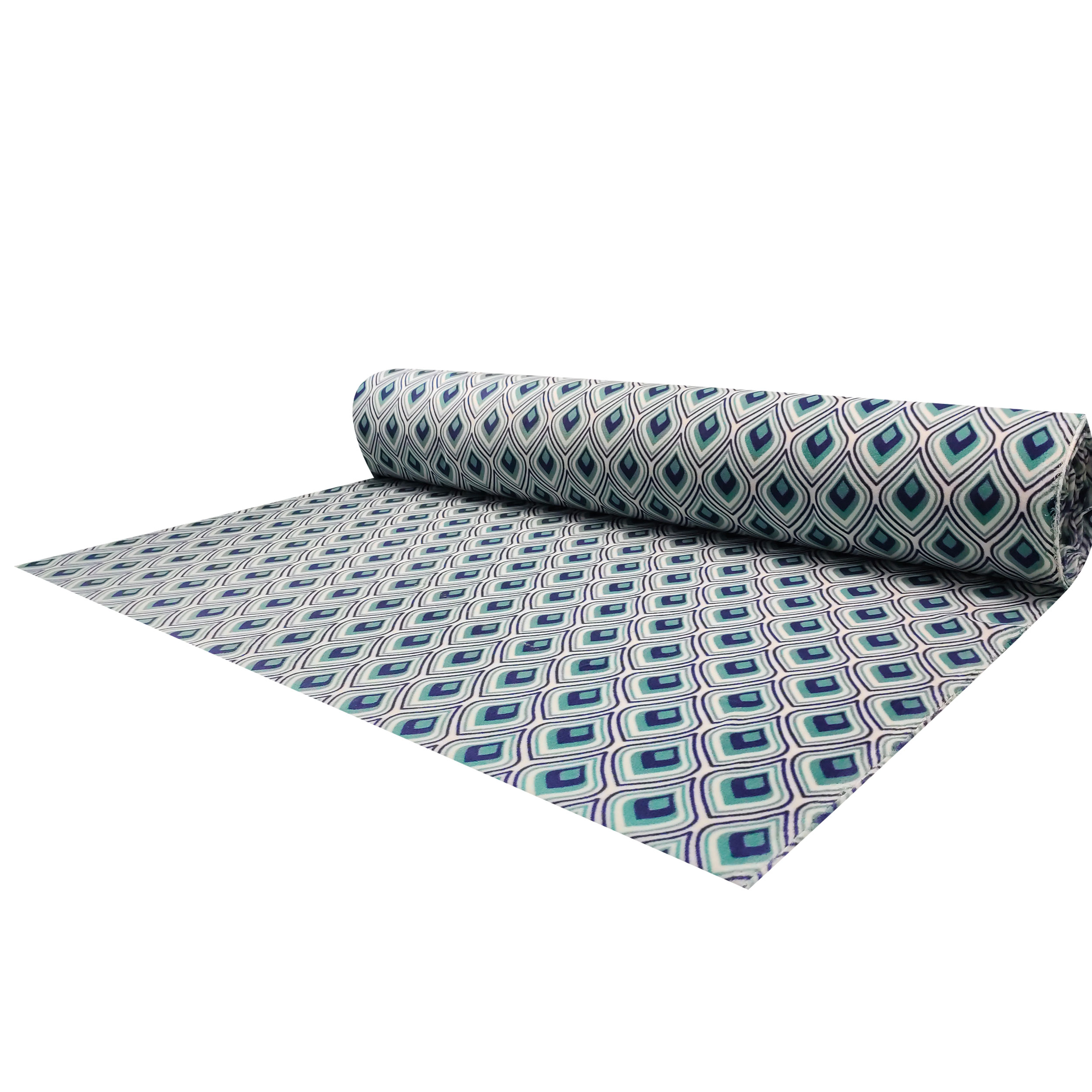 tessuto pile motivi geometrici blu verde acqua