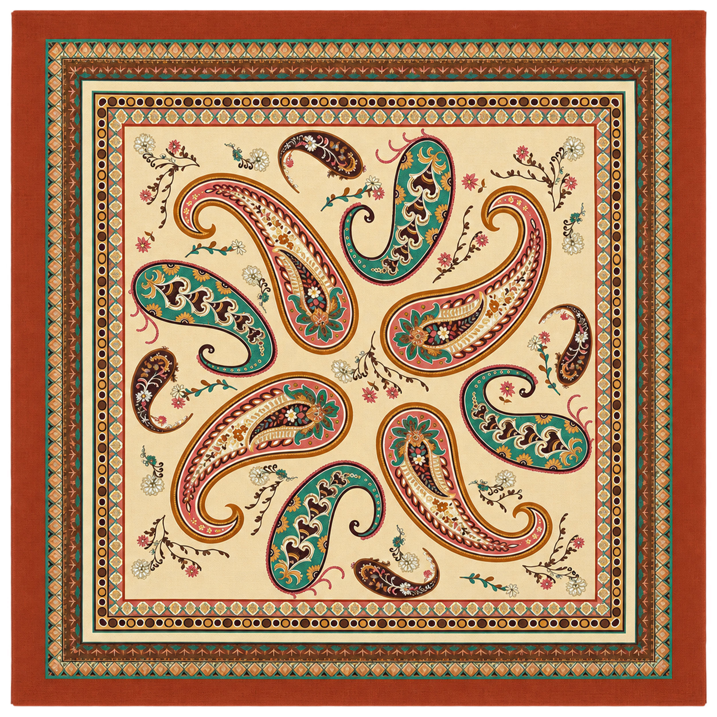 Pannello Lana e Seta Paisley Ornamentale 140x140 cm Image