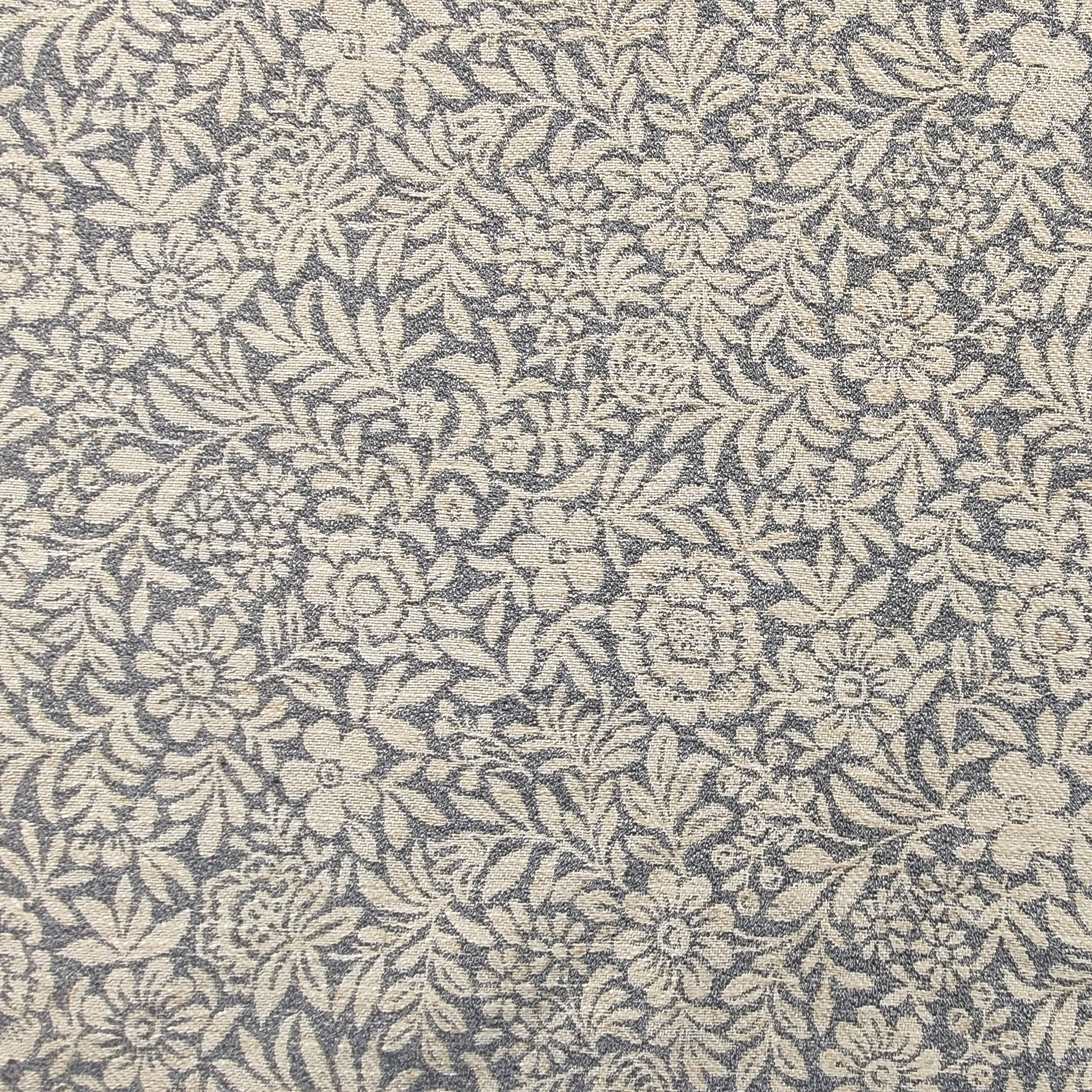 Tessuto Jacquard Fiori Chiari Sfondo Grigio