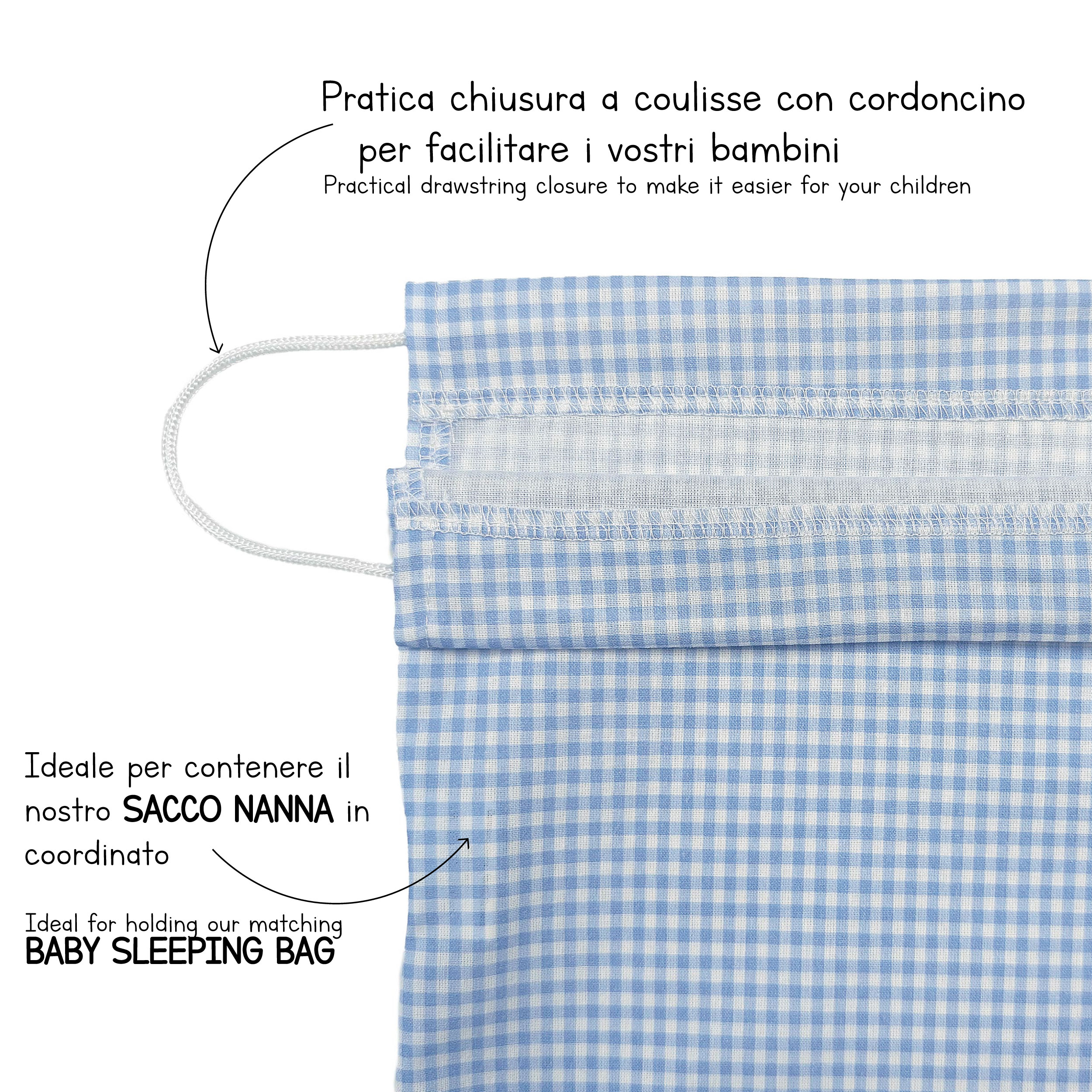 Sacchetto Asilo Quadretti Azzurro Image