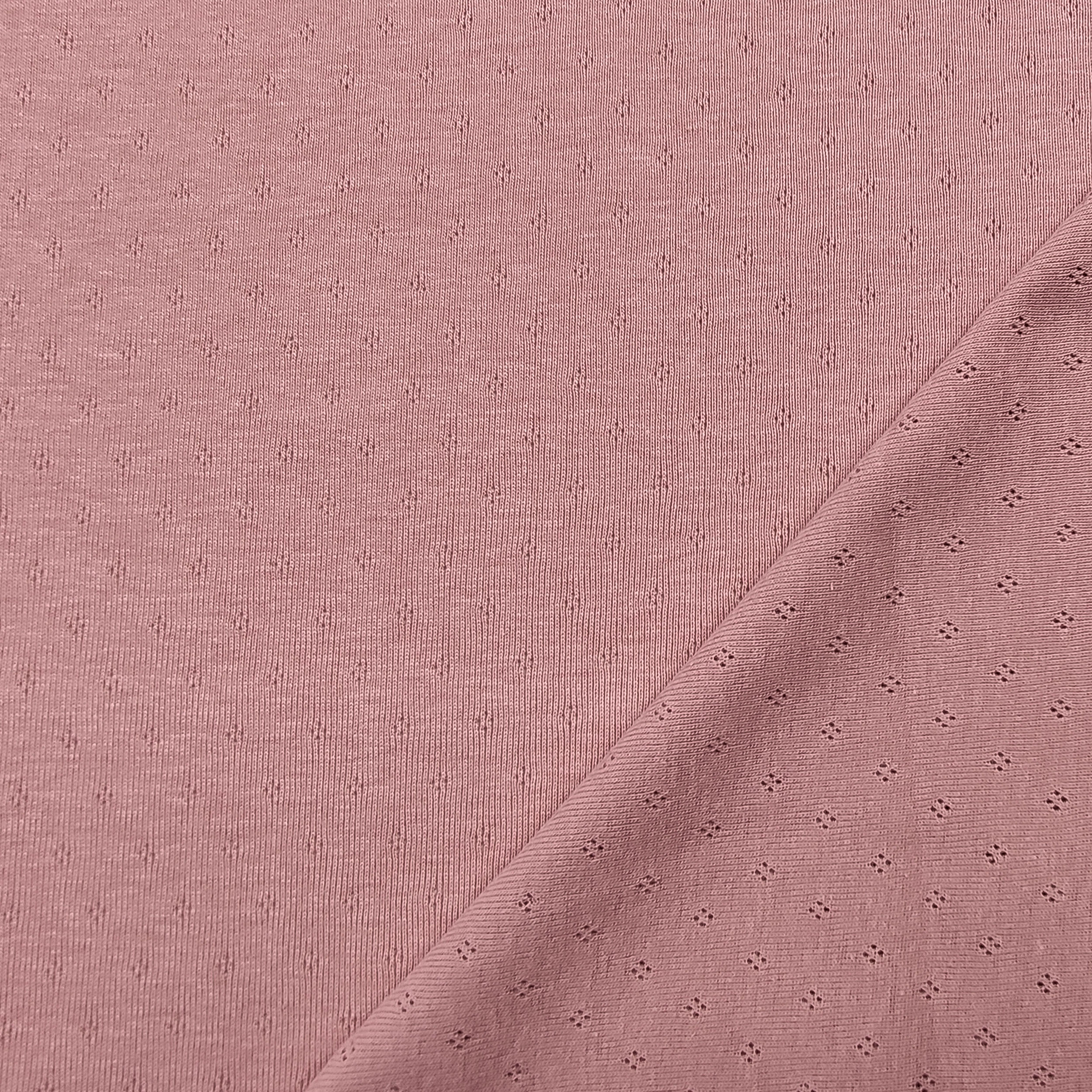 Jersey Cotone Fiori Traforati su Sfondo Rosa