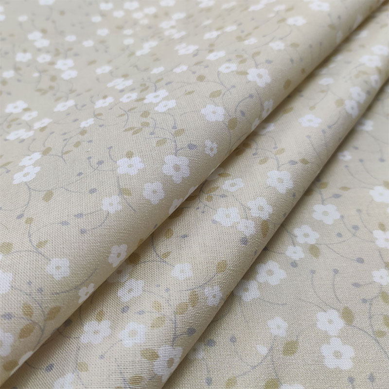 Tessuto Cotone Fantasia Fiorellini Beige