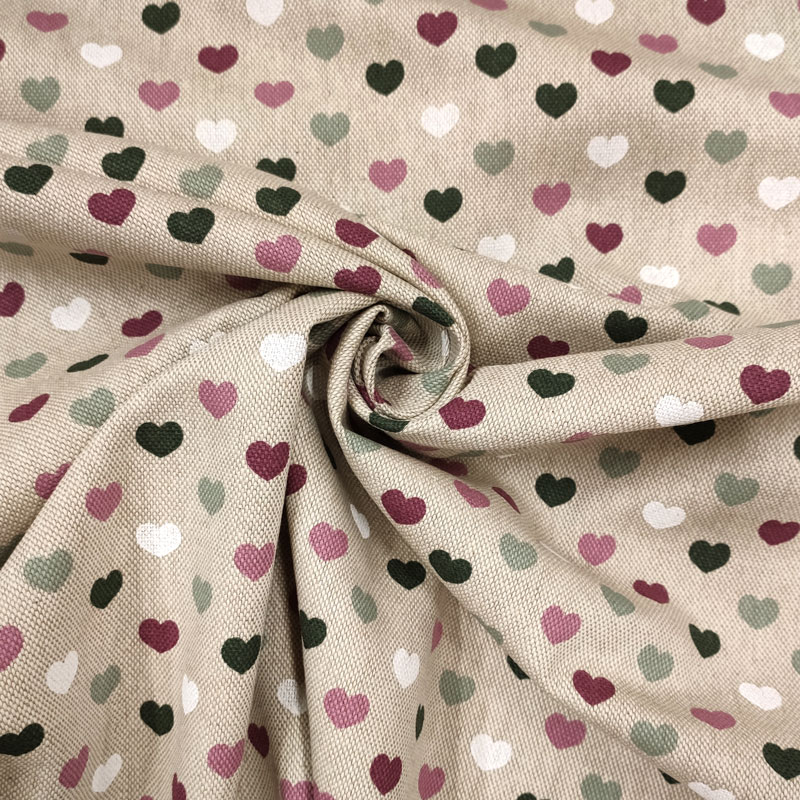 Tessuto misto cotone cuori