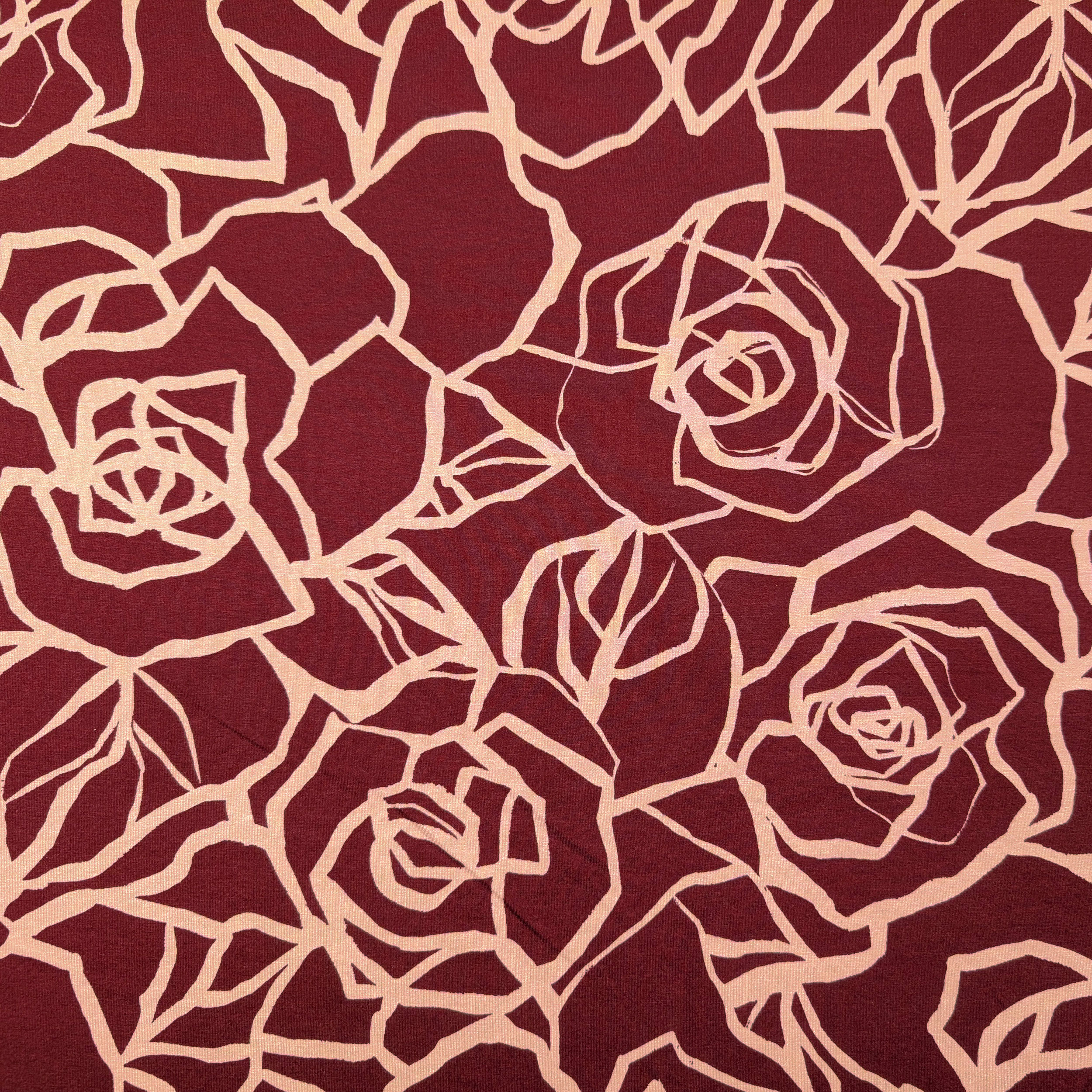 Jersey Viscosa Rose Sfondo Bordeaux Image