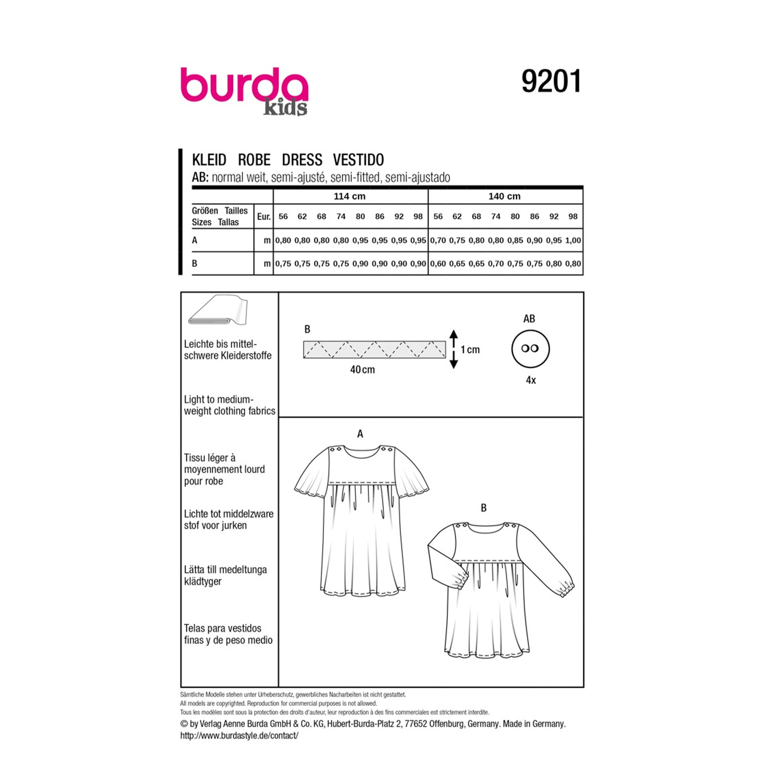 Cartamodello Burda Kids Easy Vestito Image