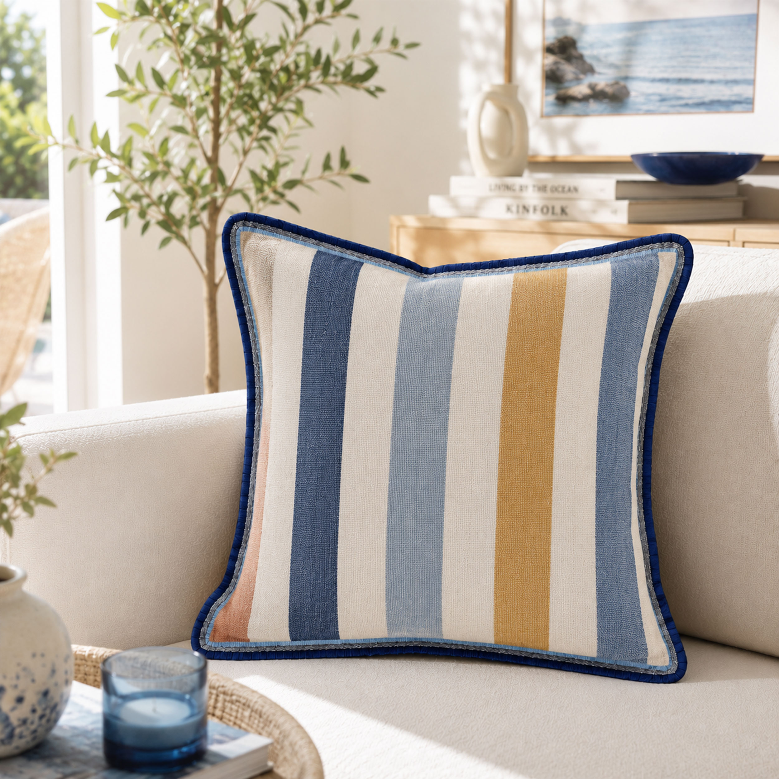 Passamaneria Righe Toni Blu Lurex Argento Image