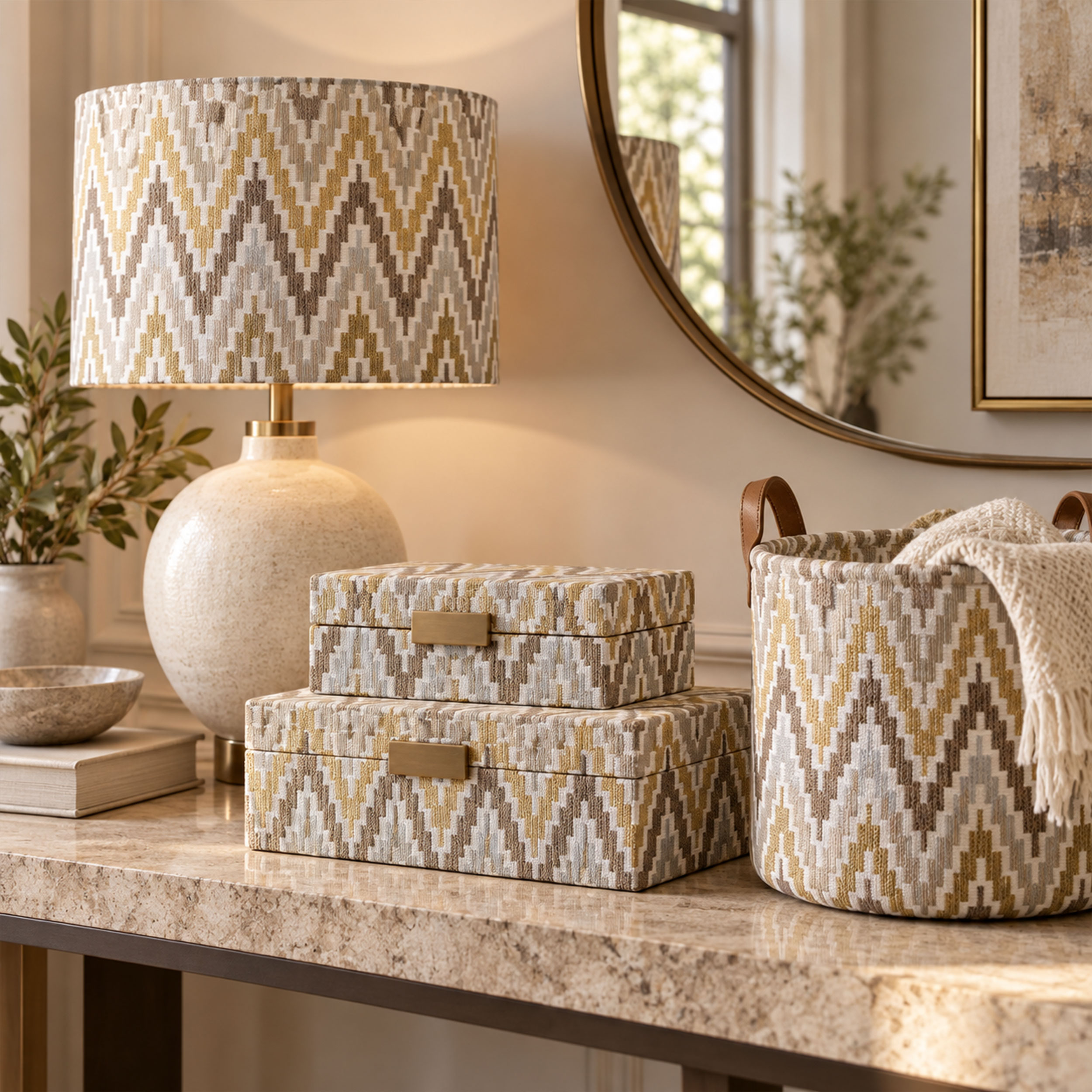 Jacquard Zig Zag Astratto Toni Marroni Image