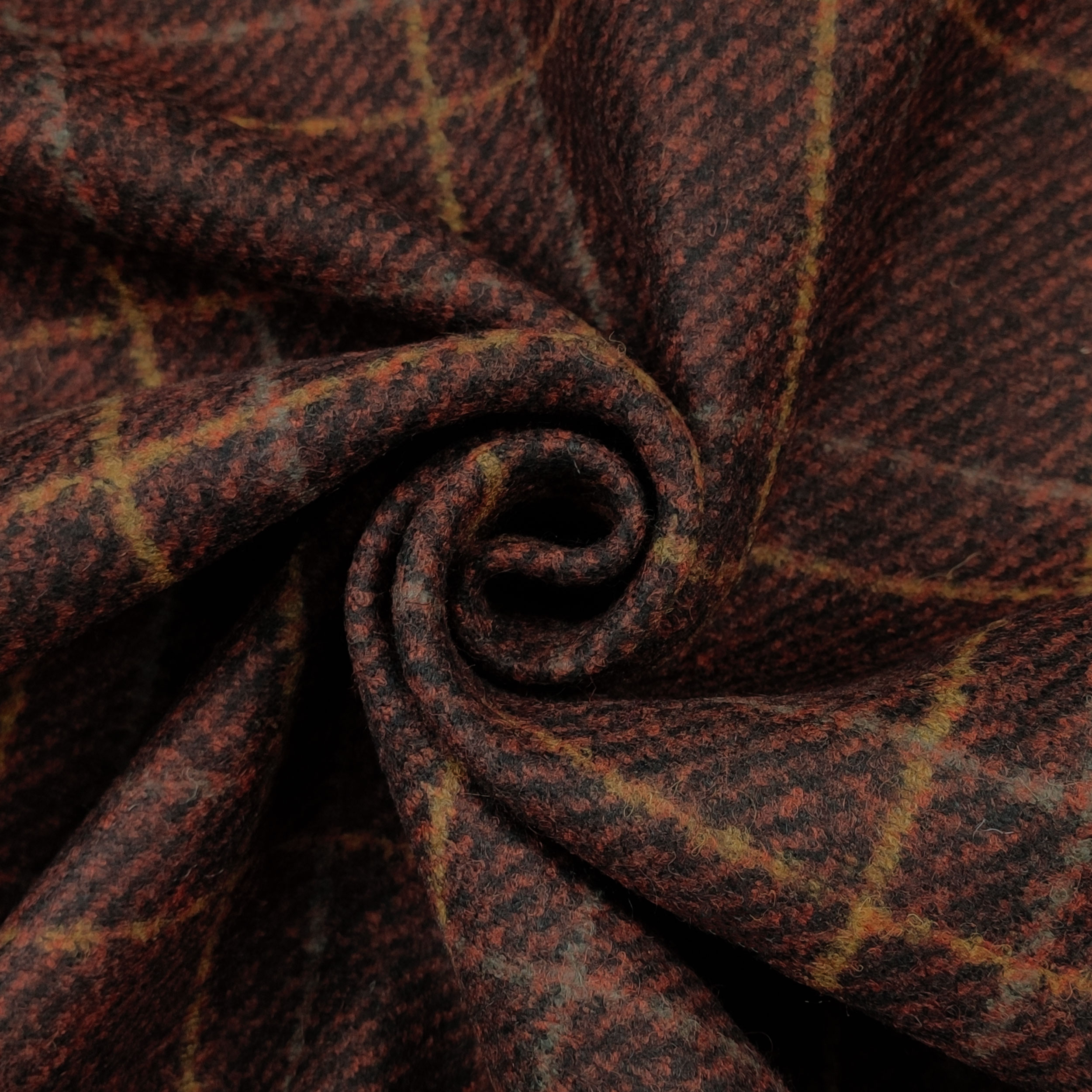 Neoprene Double Lana Tartan Arancio e Traforato Nero
