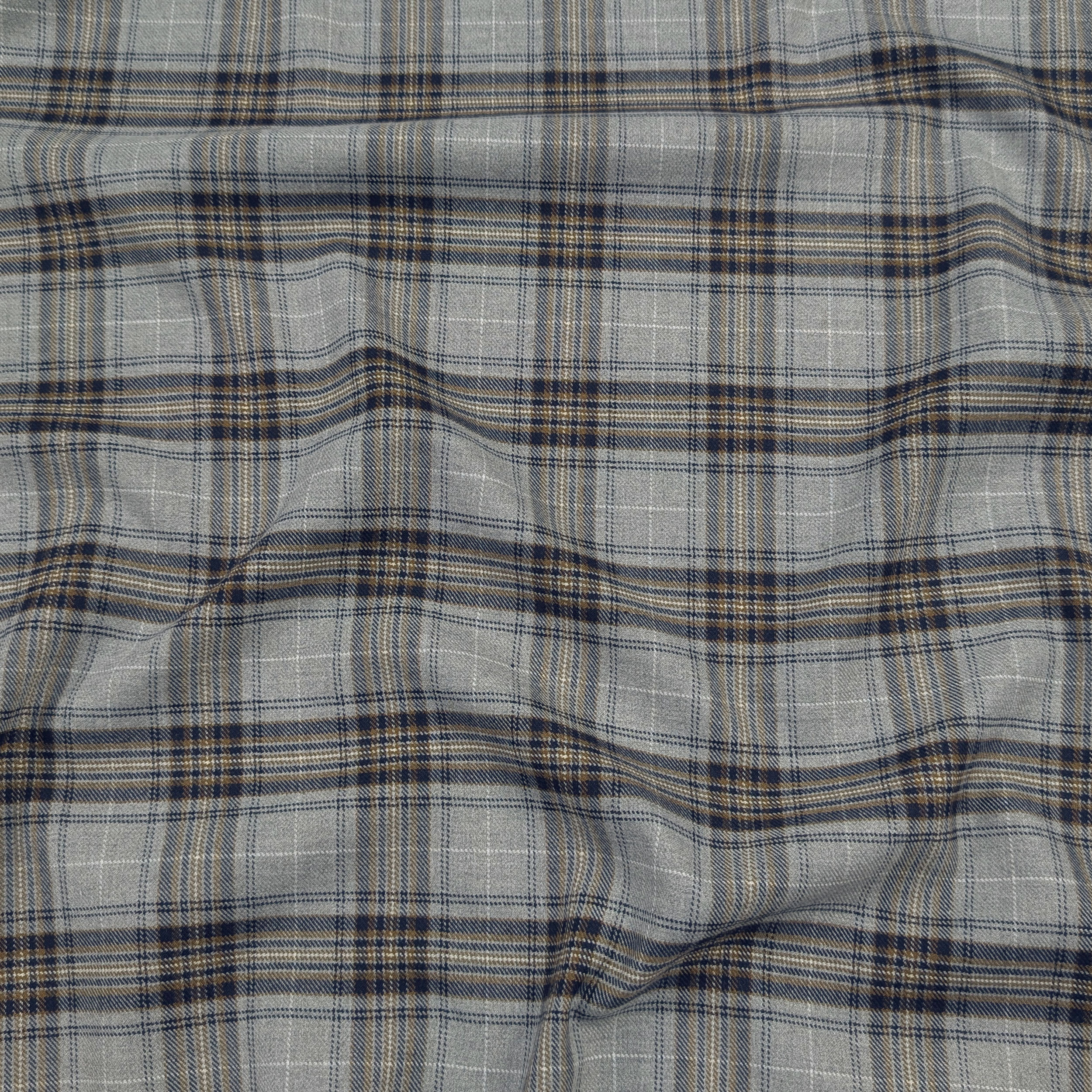 Tartan Righe Beige e Blu Sfondo Grigio Image
